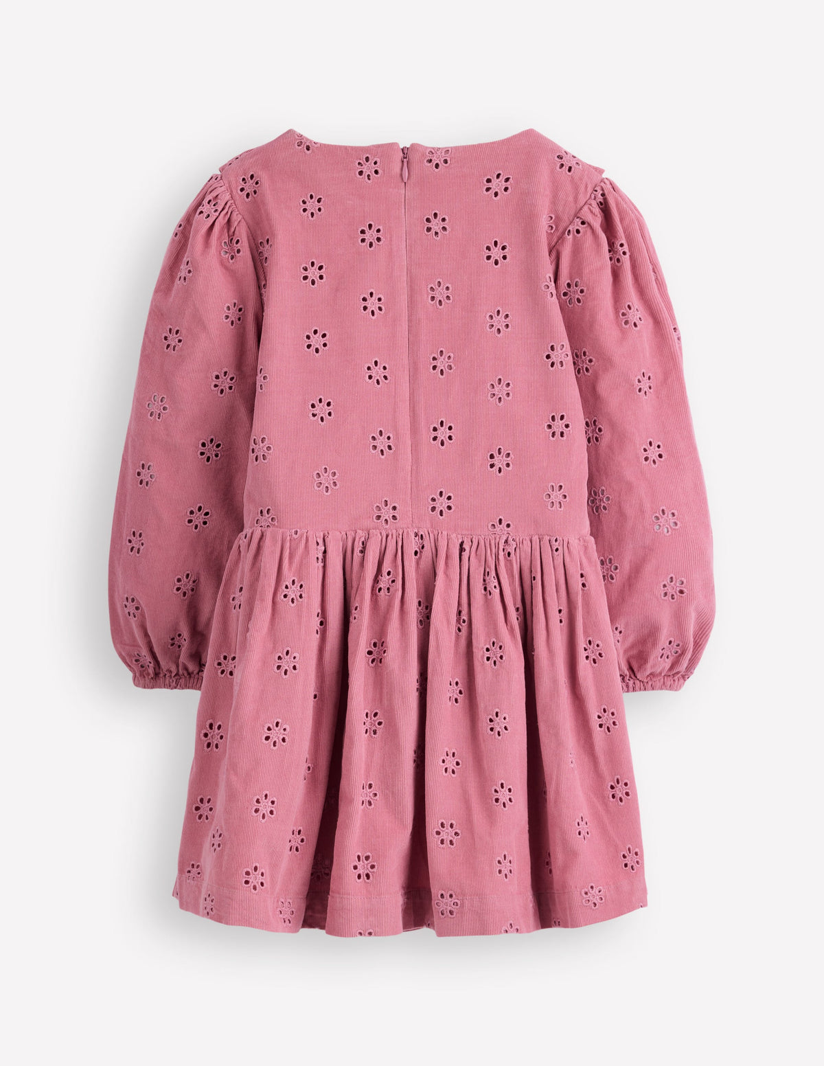 Cord-Kleid mit Lochstickerei-Rosa Schleier-2