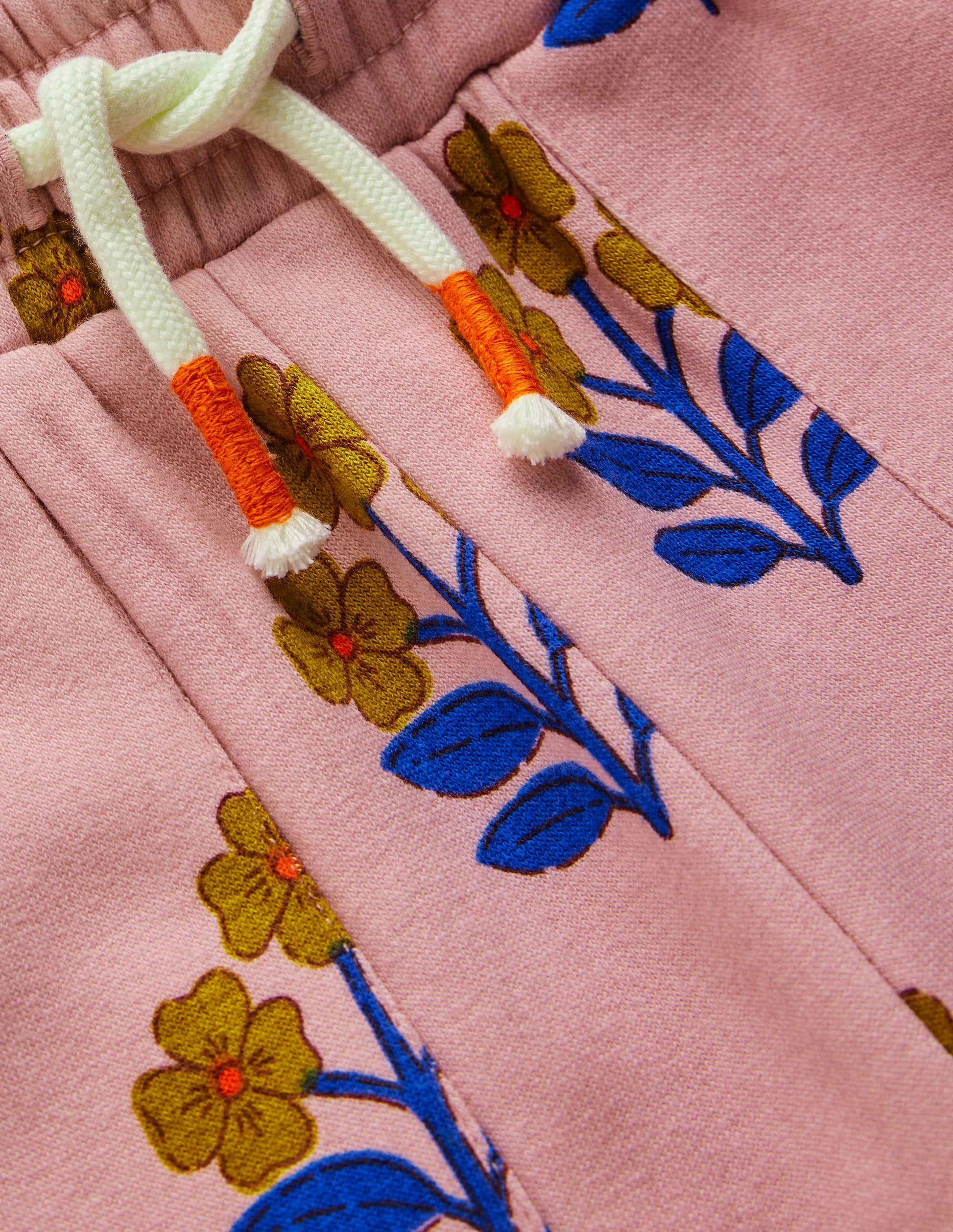 Wide Leg Printed Jogger-Formica Pink Woodblock Flower-7