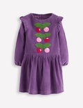 Robe à logo en velours côtelé-Cerises violet mystique