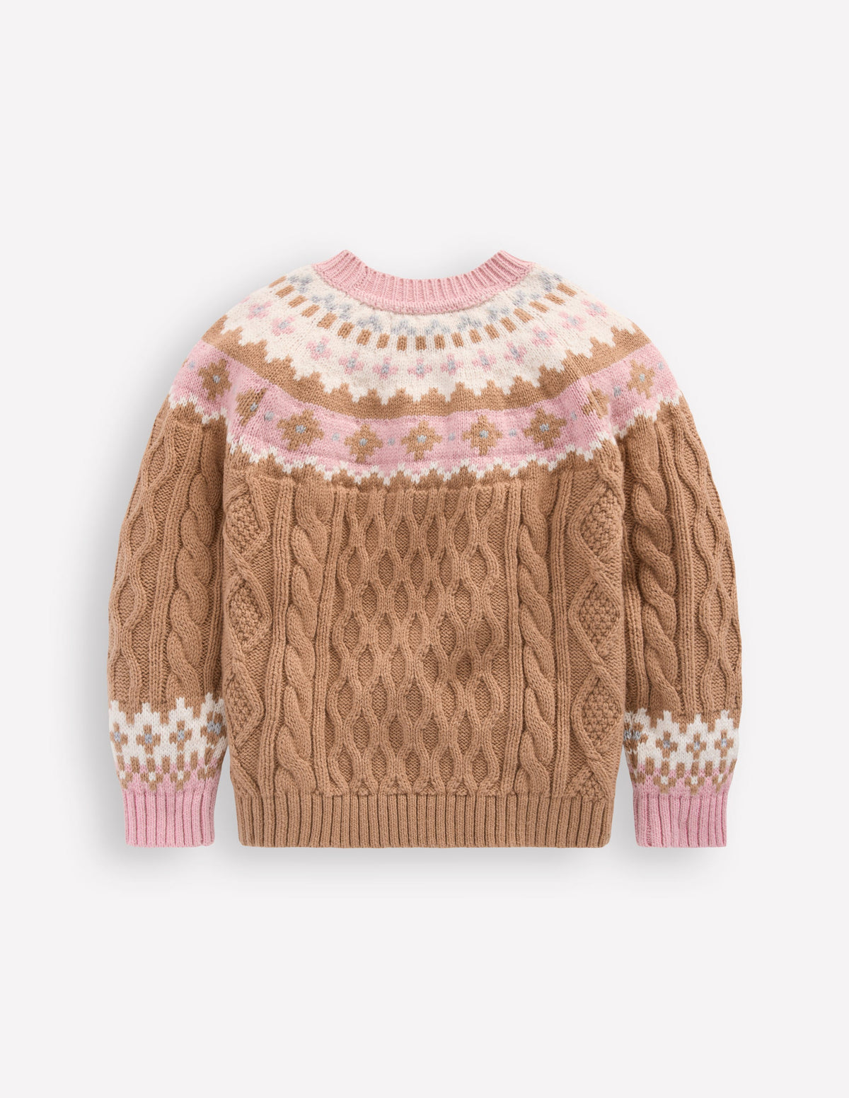 Fair-Isle-Pullover mit Zopfmuster-Camel Meliert-2