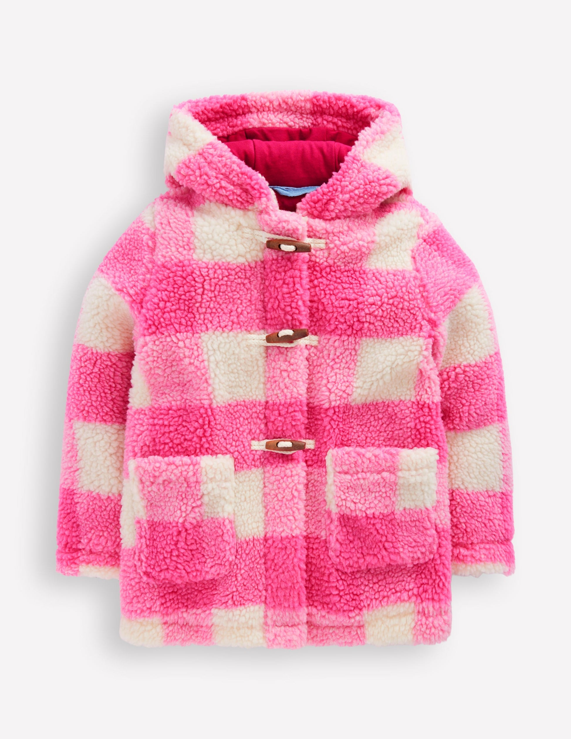 Teddyfell-Dufflecoat-Azaleenrosa Vichykaro-1
