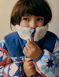 Kuschelige Pufferjacke-Alaskablau Patchwork