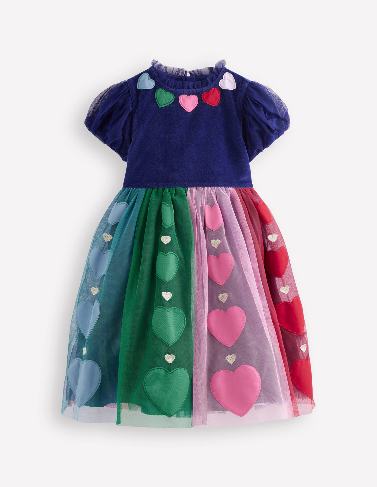 Kleid aus Samt und Tüll für besondere Anlässe-Schuluniform-Marineblau Herzen-1