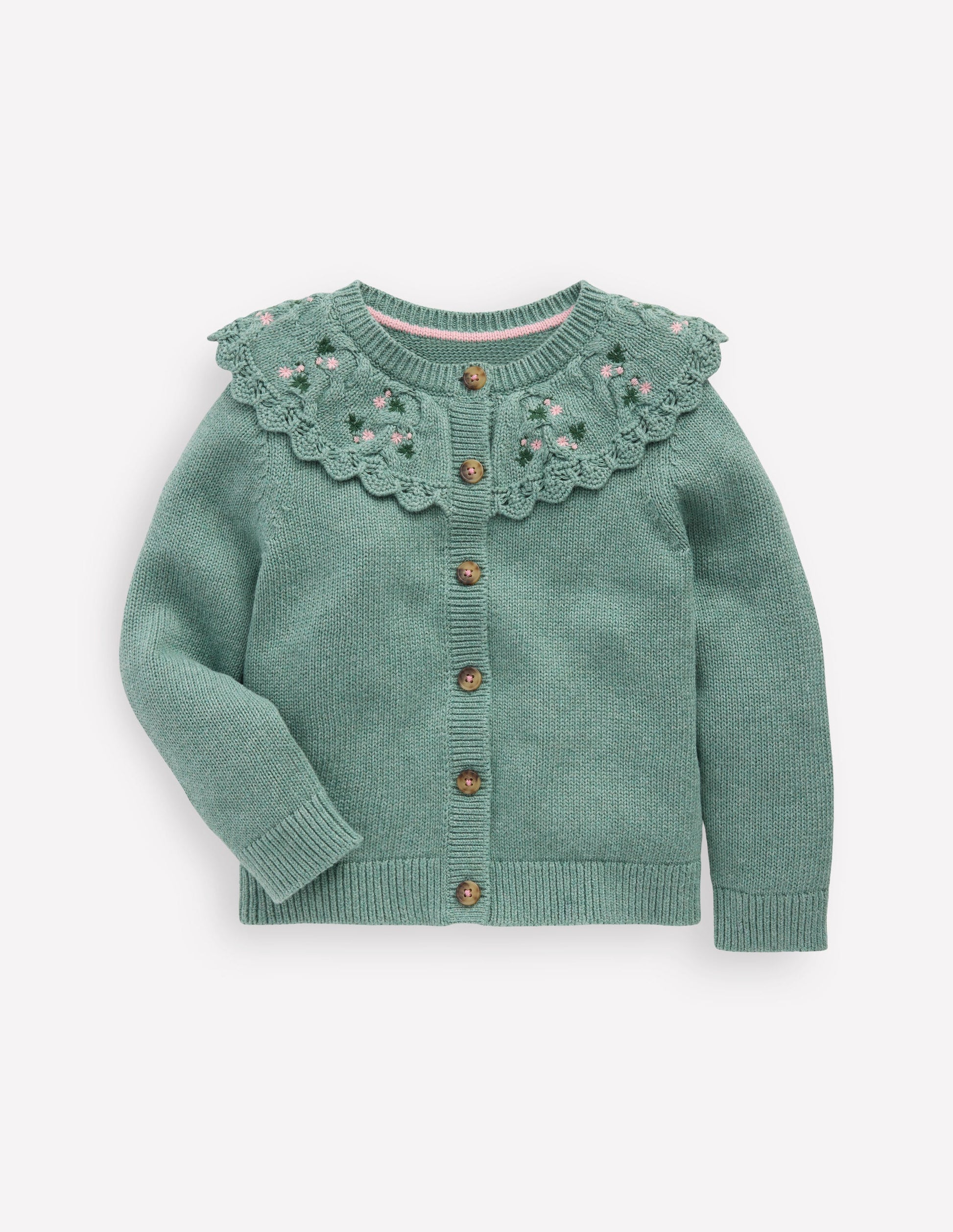 Strickjacke mit bestickter Passe-Csarite/Grün-1