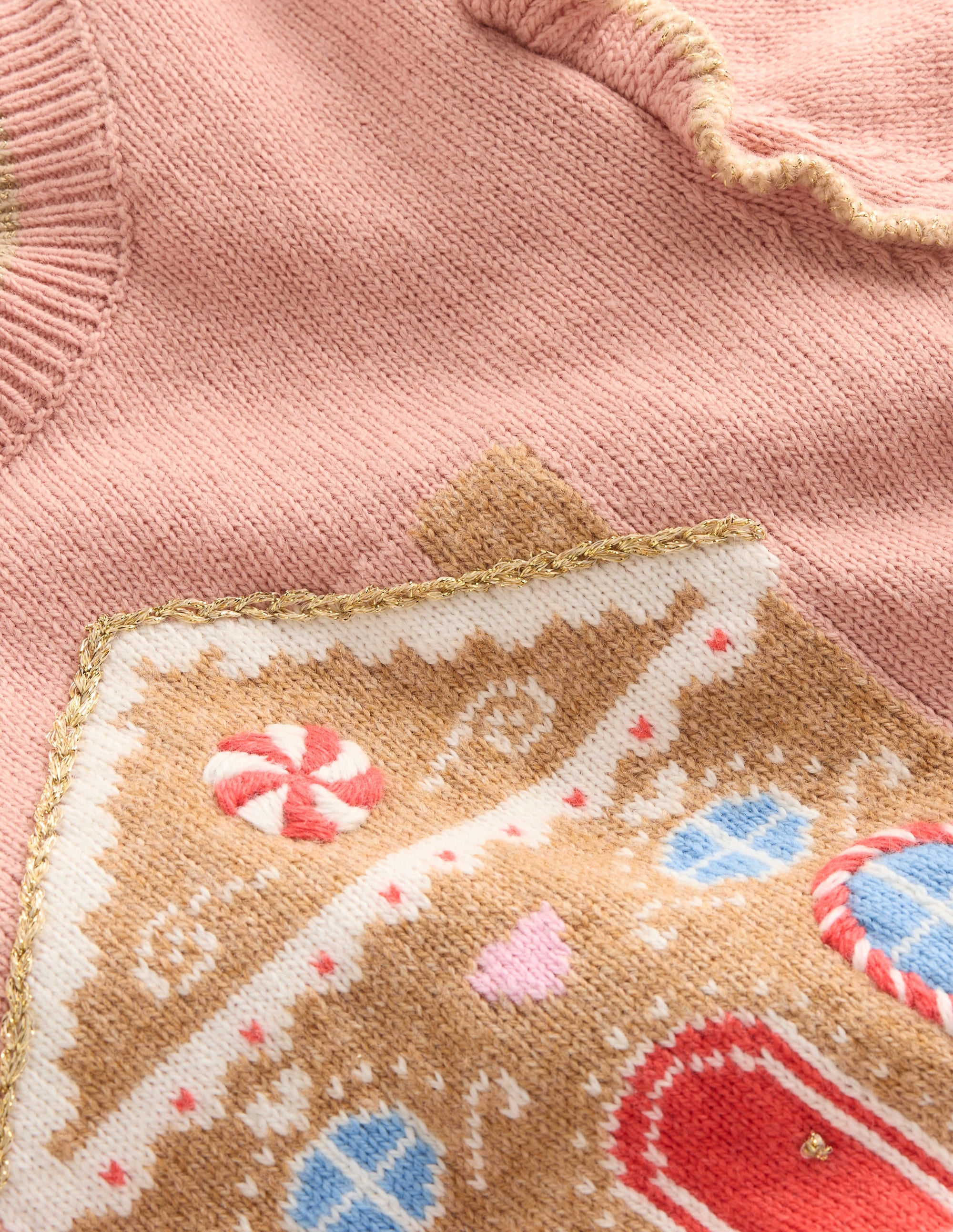 Pull fun à volants et logo-Maison de pain d'épices rose vintage - Image 3