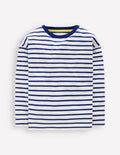Langärmliges, lockeres Bretonshirt-Dunkelblau/Ecru