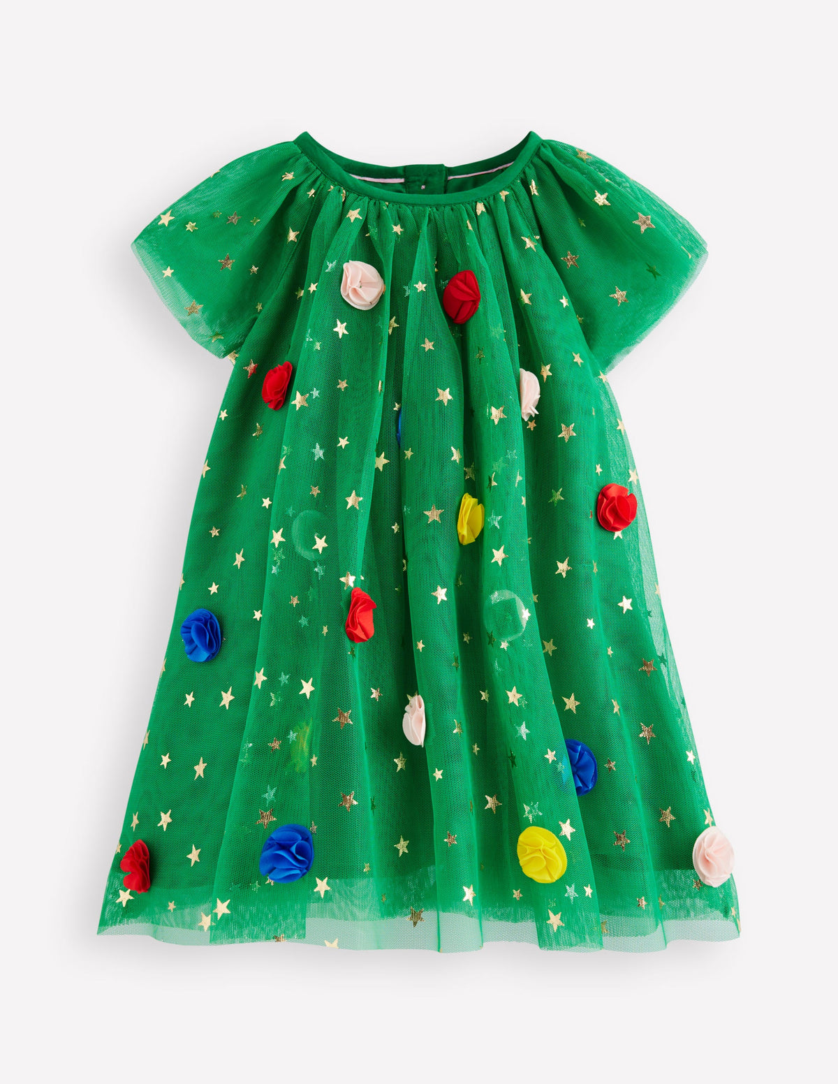 Robe avec superposition en tulle-Sapin de Noël vert - Image 1