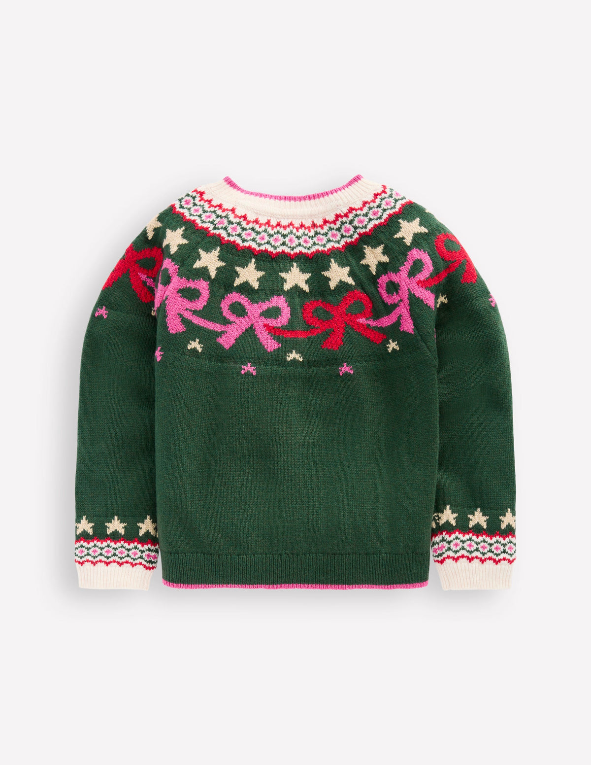 Edie Fair Isle Cardigan-Emerald Night Bows-2