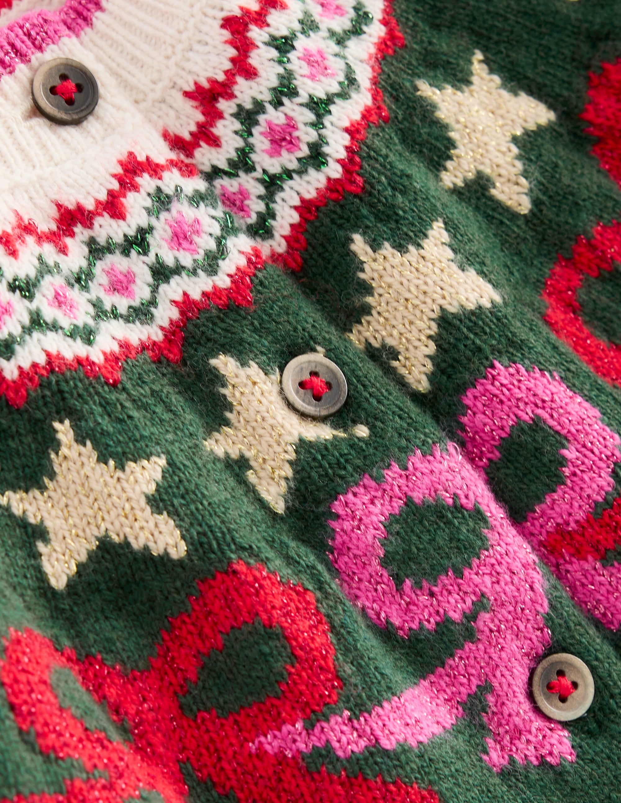 Edie Fair Isle Cardigan-Emerald Night Bows - Image 3