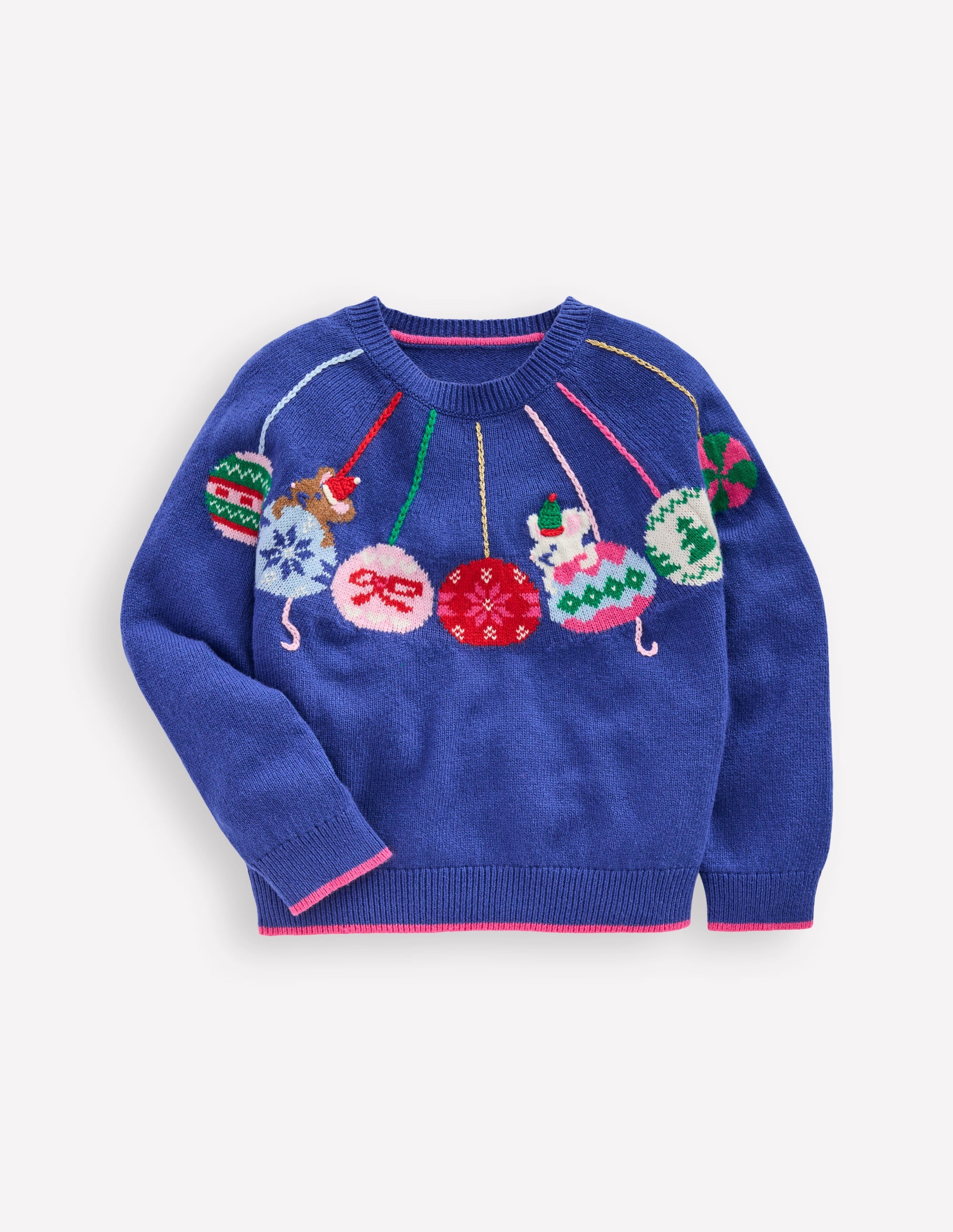 Origineller Pullover mit Logo-Schuluniform-Marineblau Weihnachtskugeln - Image 3
