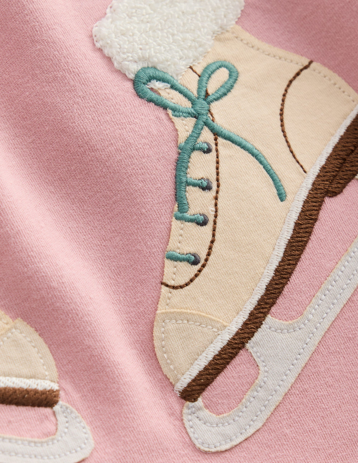 Puff Sleeve Appliqué  T-shirt-Vintage Pink Skates - Image 3