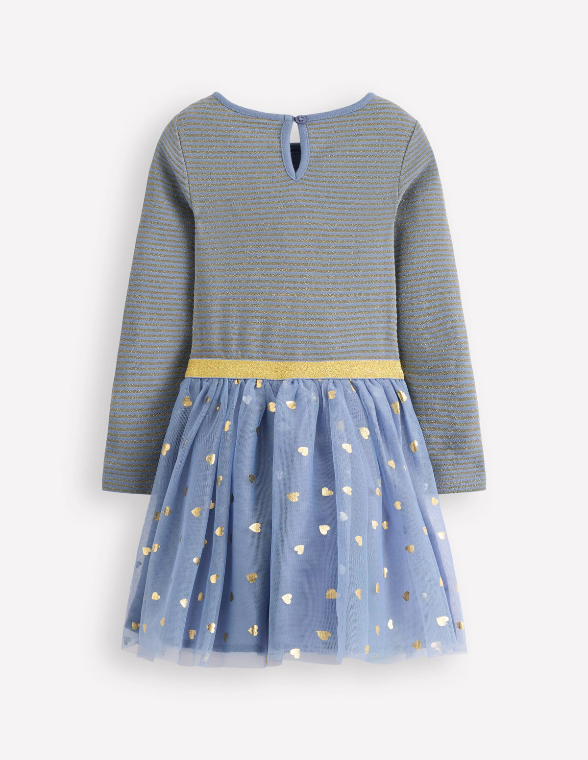 Robe tournoyante en tulle mélangé-Bleu tempête/confettis dorés - Image 5