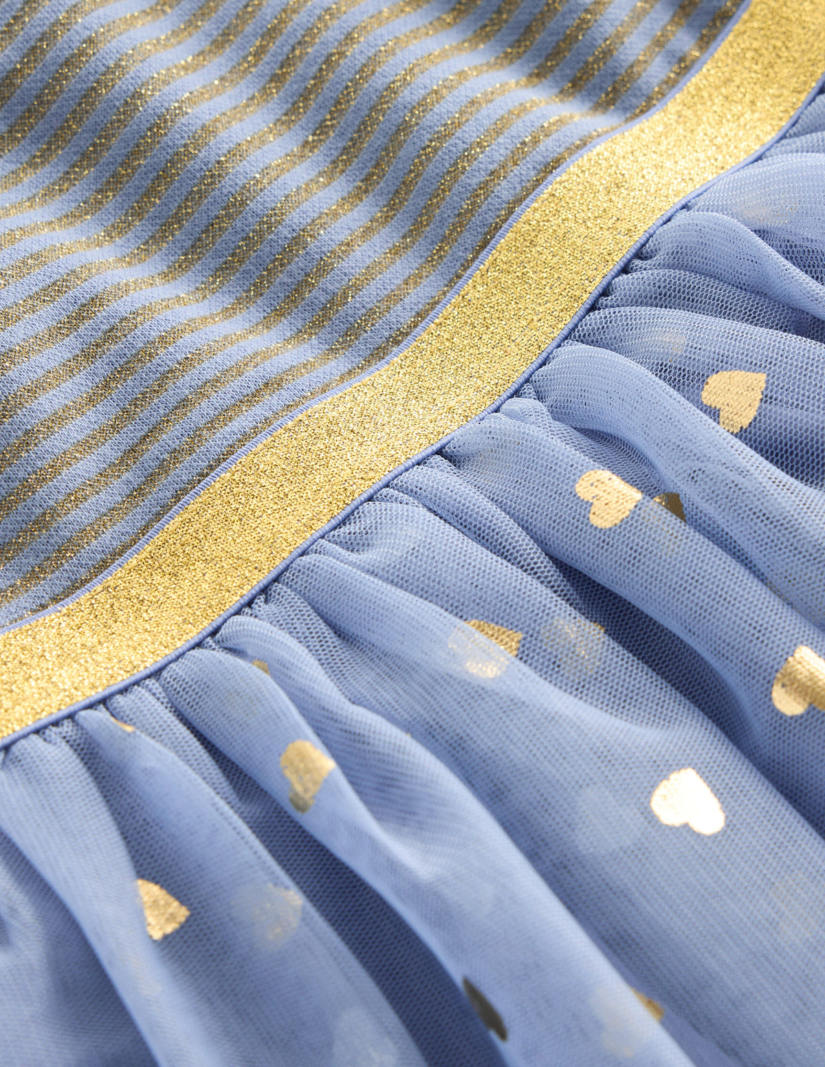 Robe tournoyante en tulle mélangé-Bleu tempête/confettis dorés - Image 6