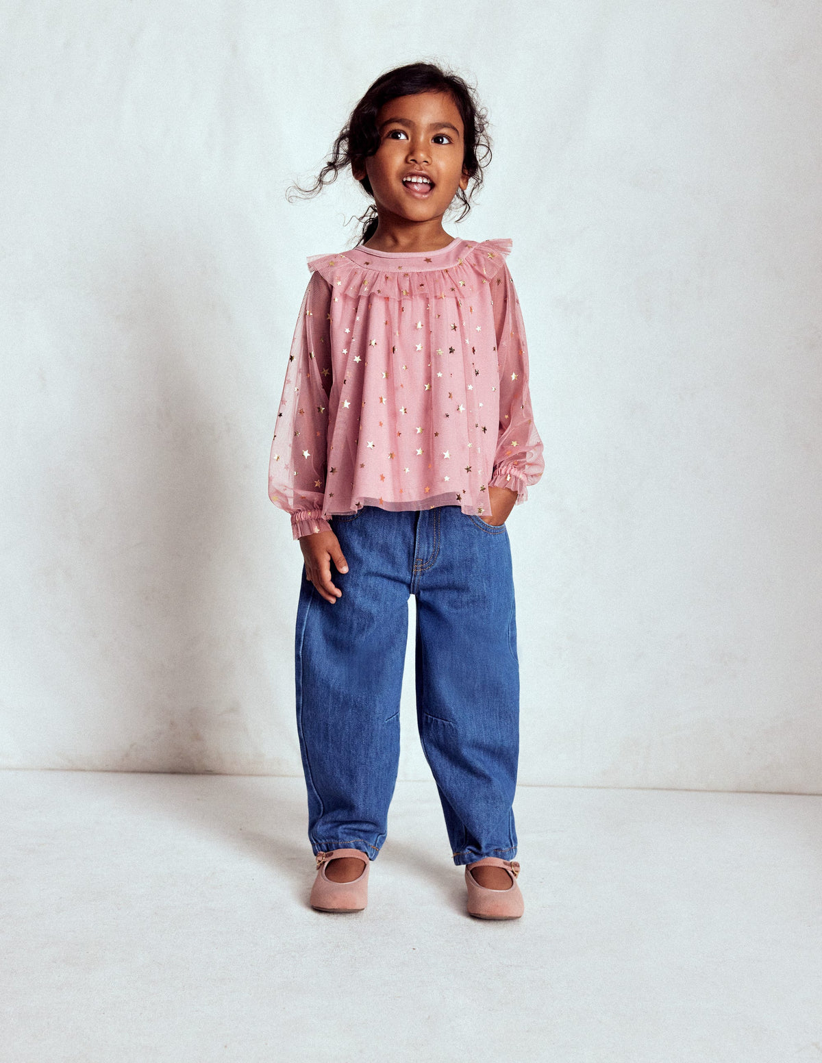 Tulle Party Top-Almond Pink Stars - Image 1