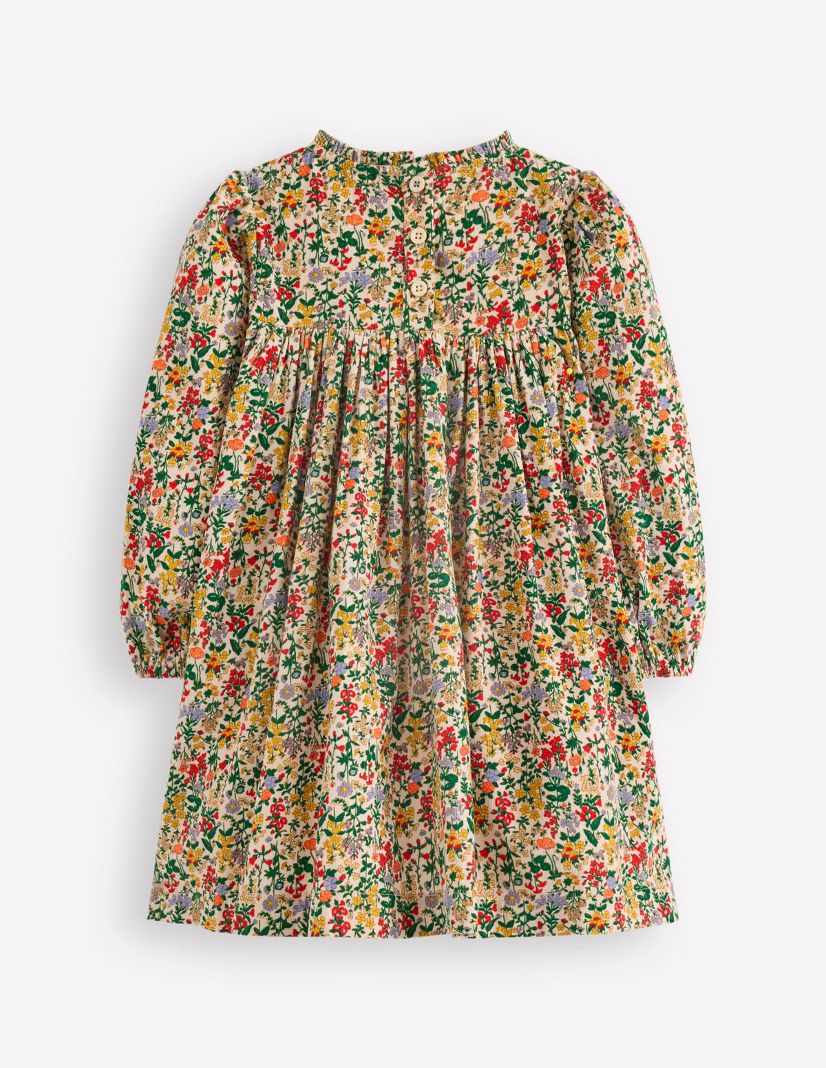 Ruffle Neck Woven Dress-Soft Ivory Flower Meadow-2