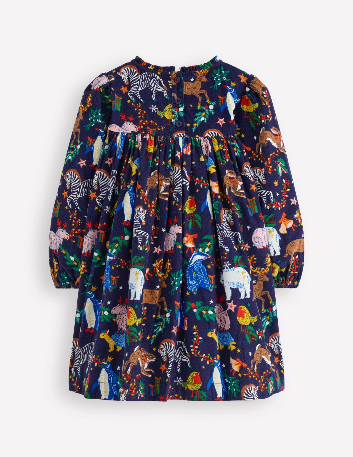 Robe tissée à col volanté-Fête de Noël bleu marine universitaire - Image 2