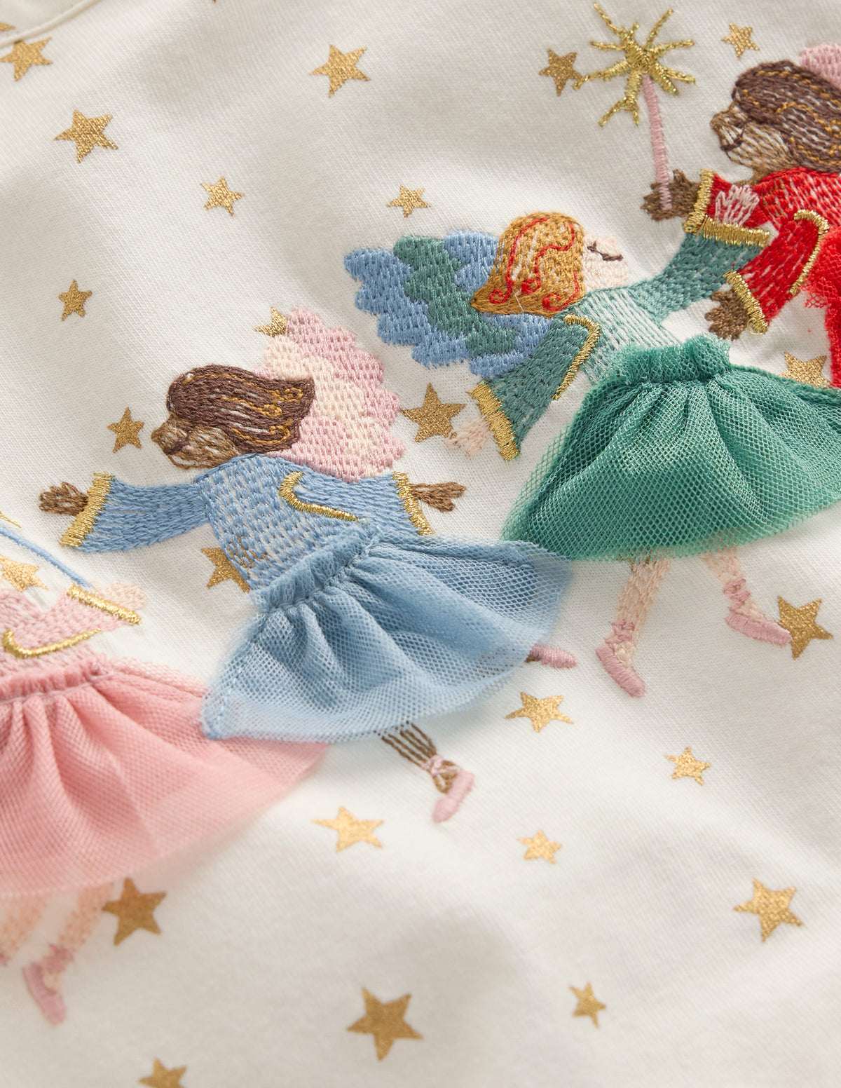 Frill Sleeve Appliqué T-shirt-Ivory Fairies - Image 3