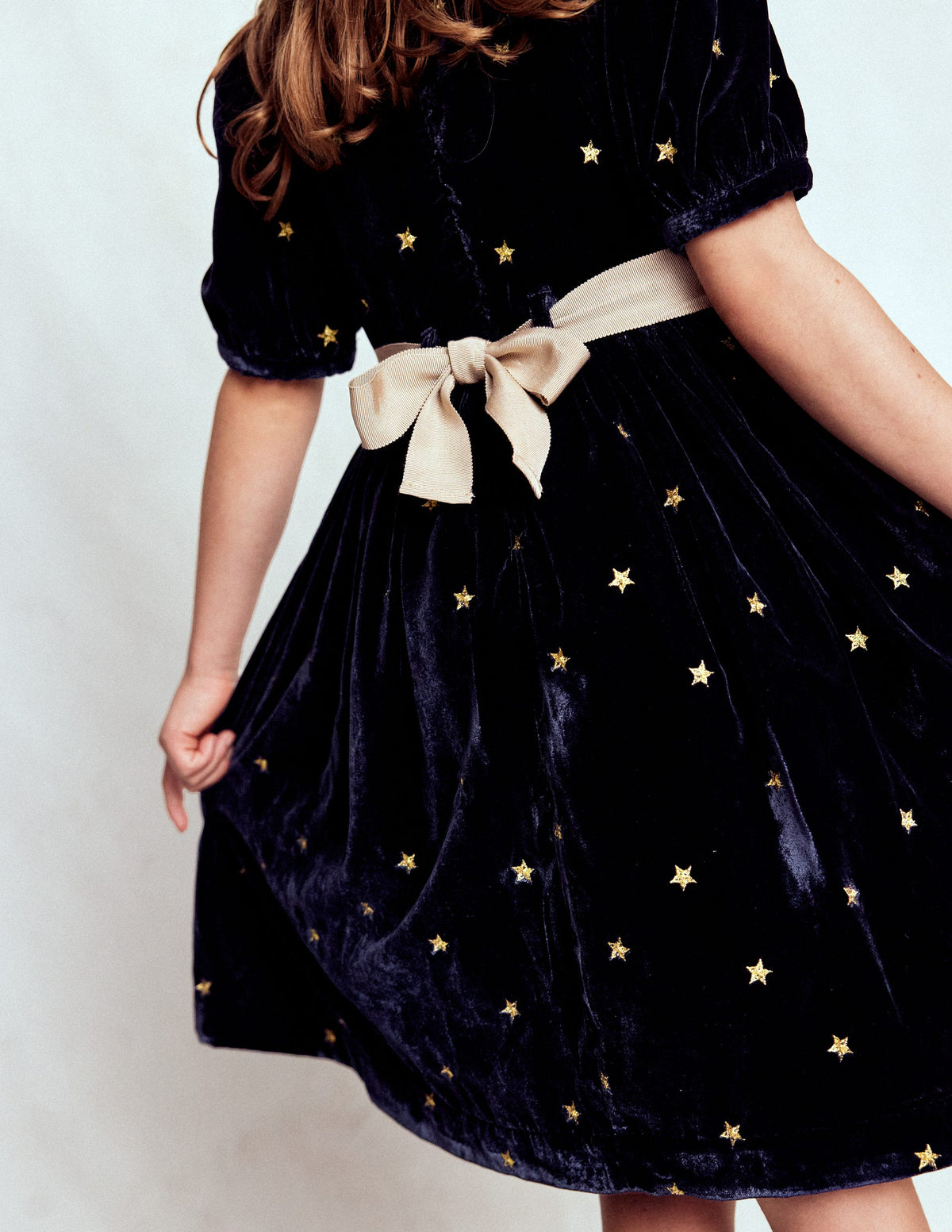 Samt-Partykleid-Schuluniform-Marineblau Gold Sterne-2