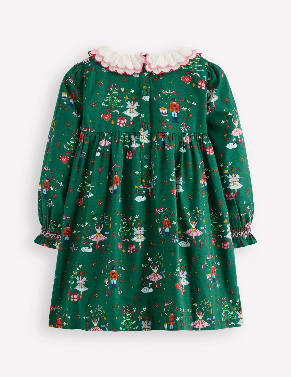 Cosy Collar Detail Smock Dress-Alpine Green Nutcracker - Image 2