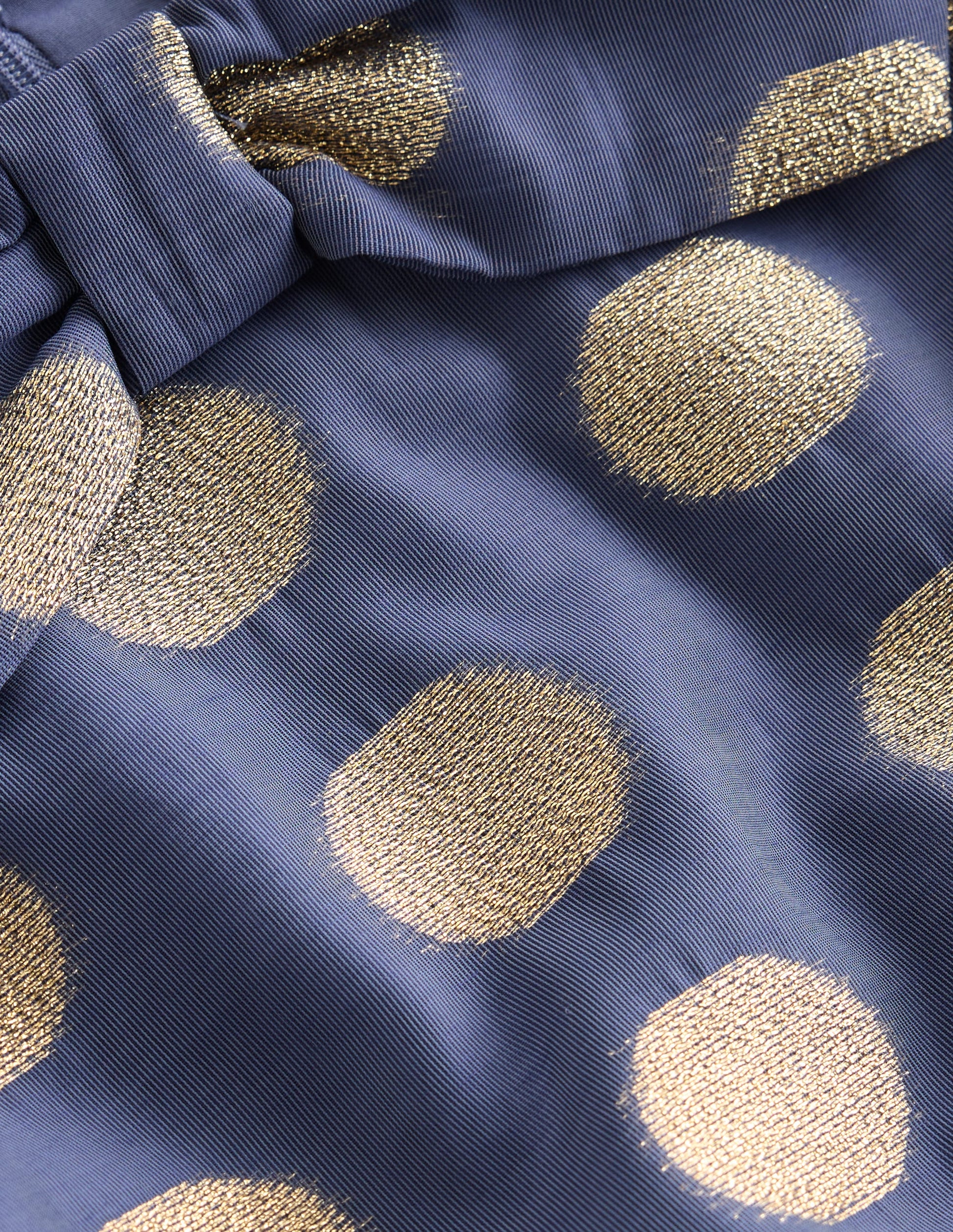 Robe de fête à ourlet bulle-Pois dorés bleu marine universitaire-7