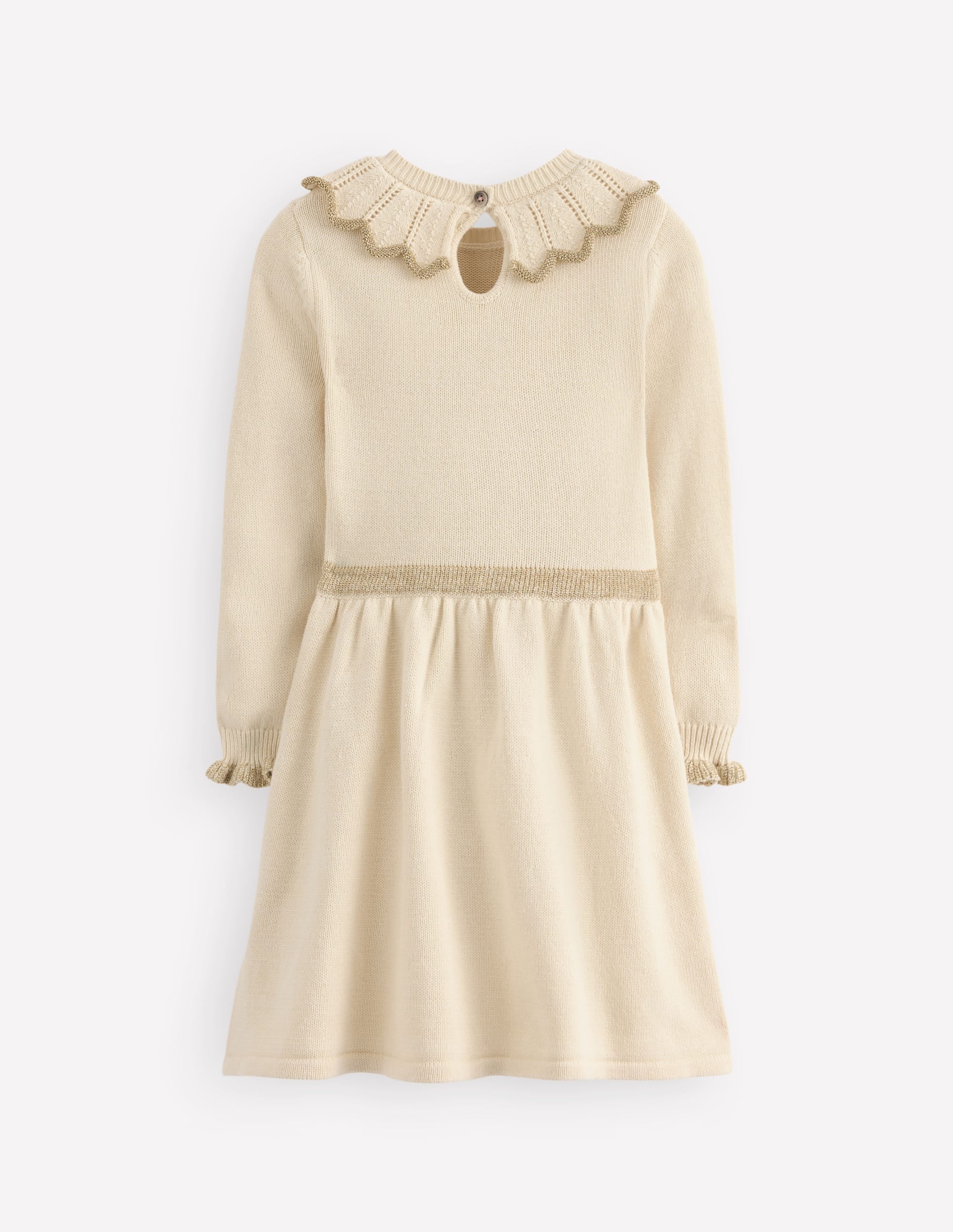 Pretty Collared Knitted Dress-Soft Ivory - Image 2
