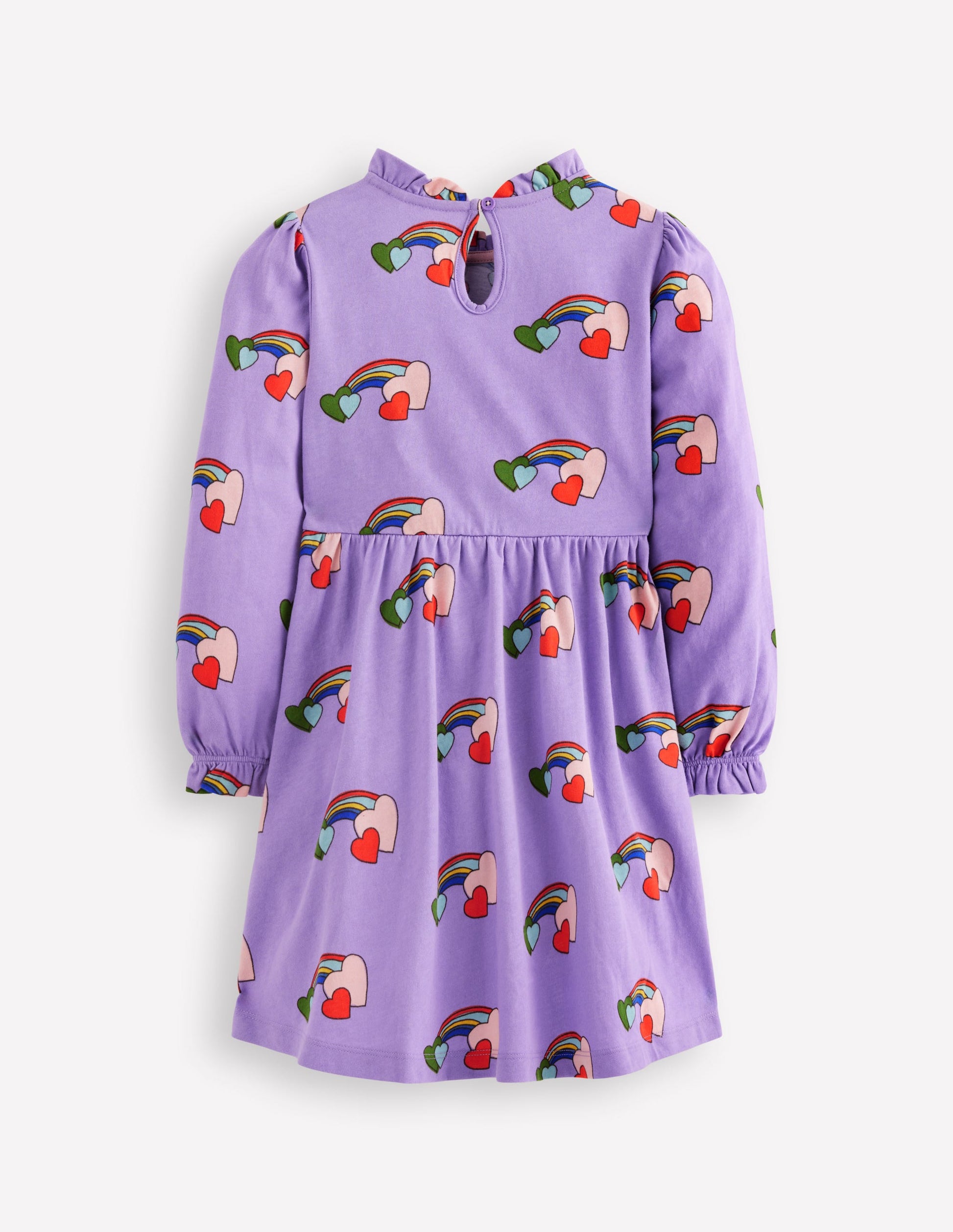Jerseykleid mit Blousonärmeln-Lila Herz-Regenbogen-2