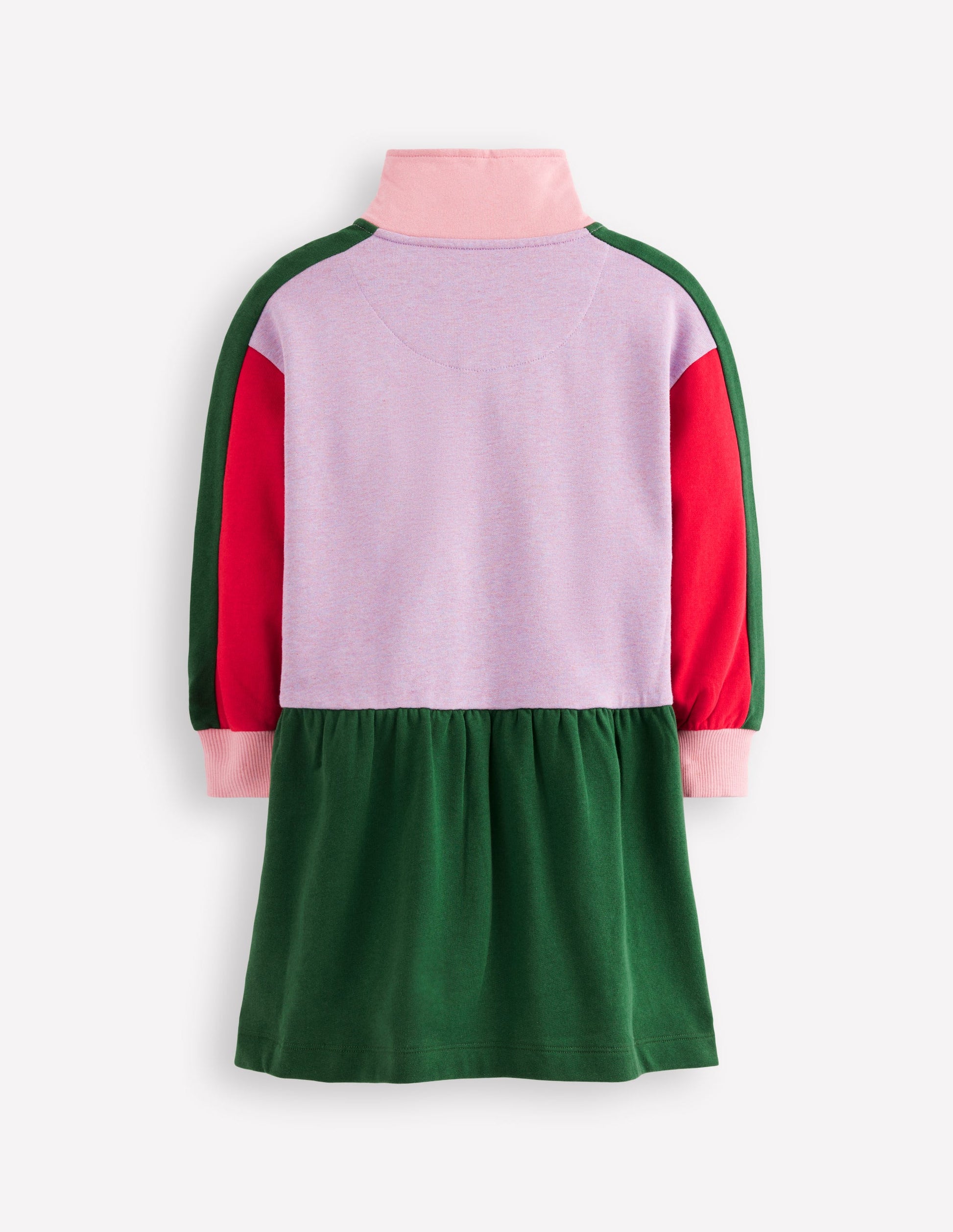 Sweatshirt-Kleid mit halbem Reißverschluss-Blockfarben Meliert-3