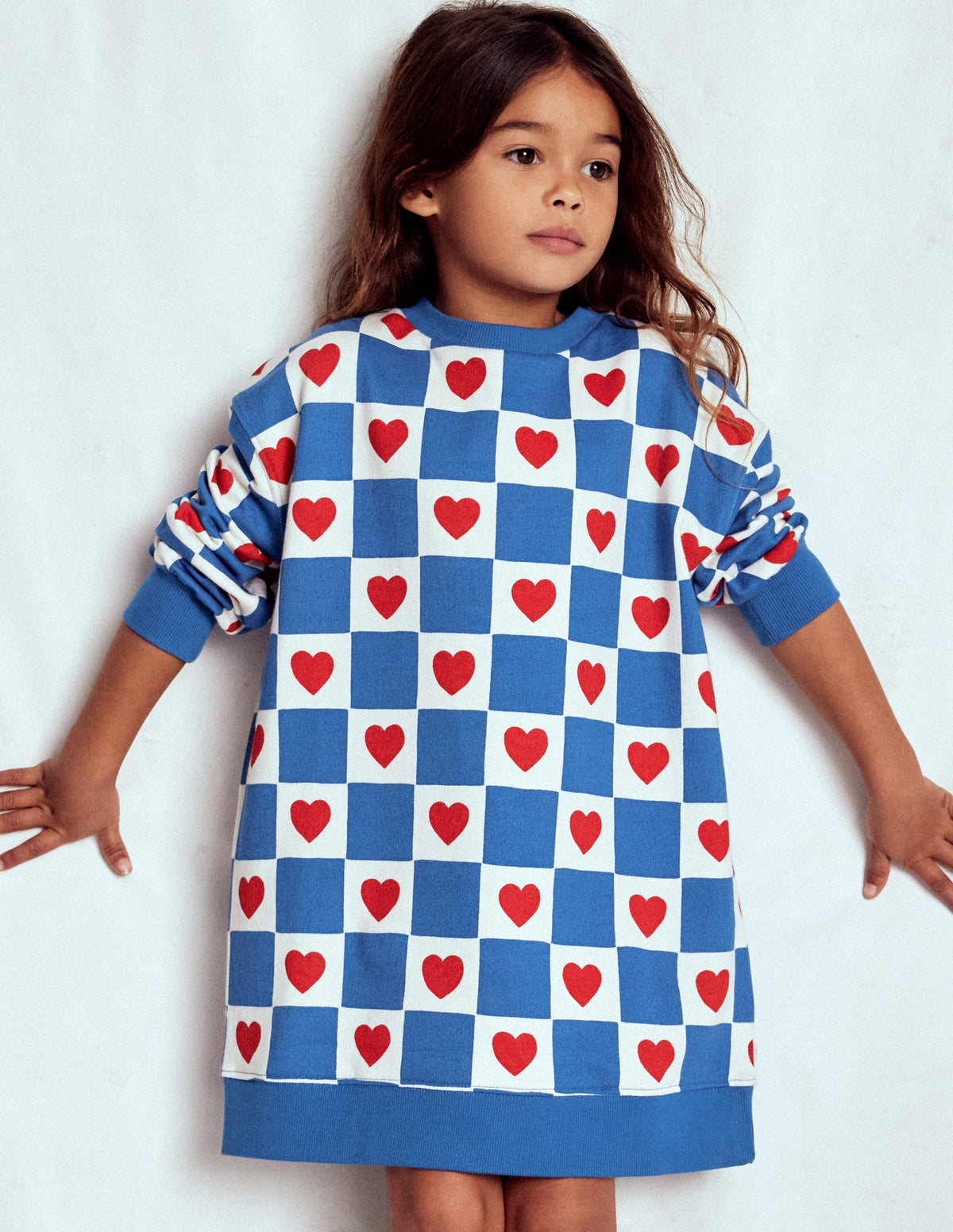 Lockeres Ami Sweatshirt-Kleid-Blau Herzstempel-2