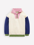 Sweatshirt mit Halbreißverschluss-Haferbeige meliert Blockfarben
