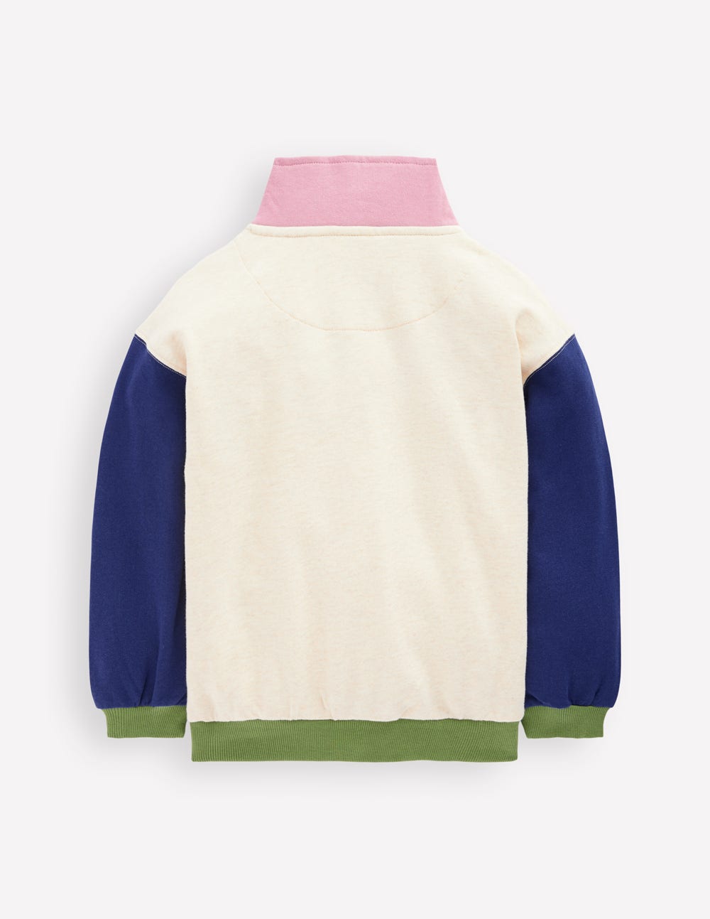 Sweatshirt mit Halbreißverschluss-Haferbeige meliert Blockfarben-2