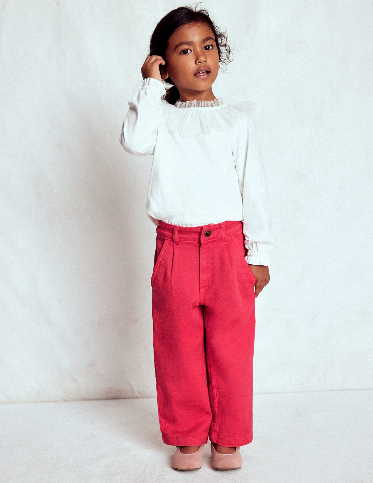 Pleat Jeans-Raspberry Pink - Image 1
