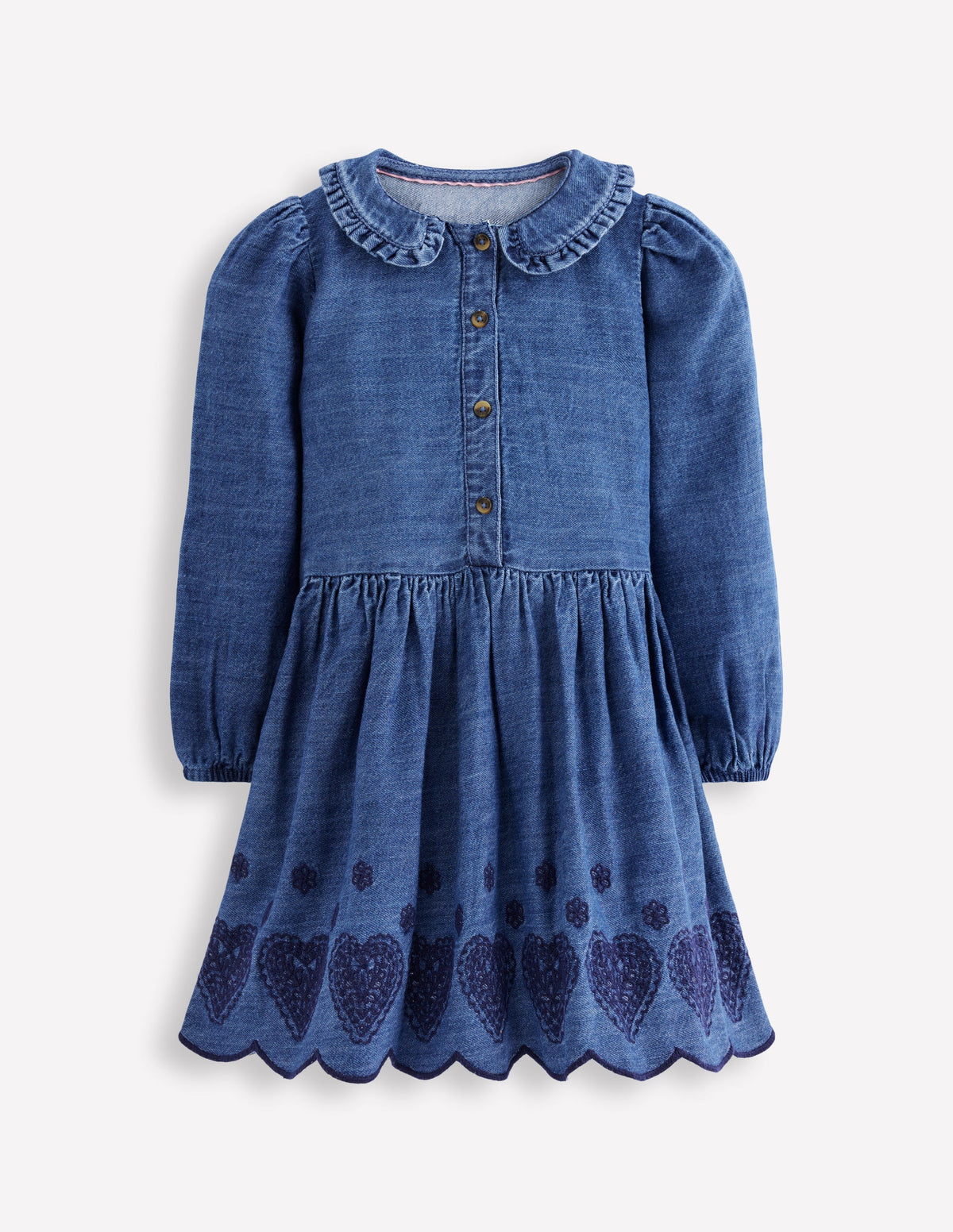 Hübsches Hemdblusenkleid-Medium Vintage Lochstickerei Herzen-1