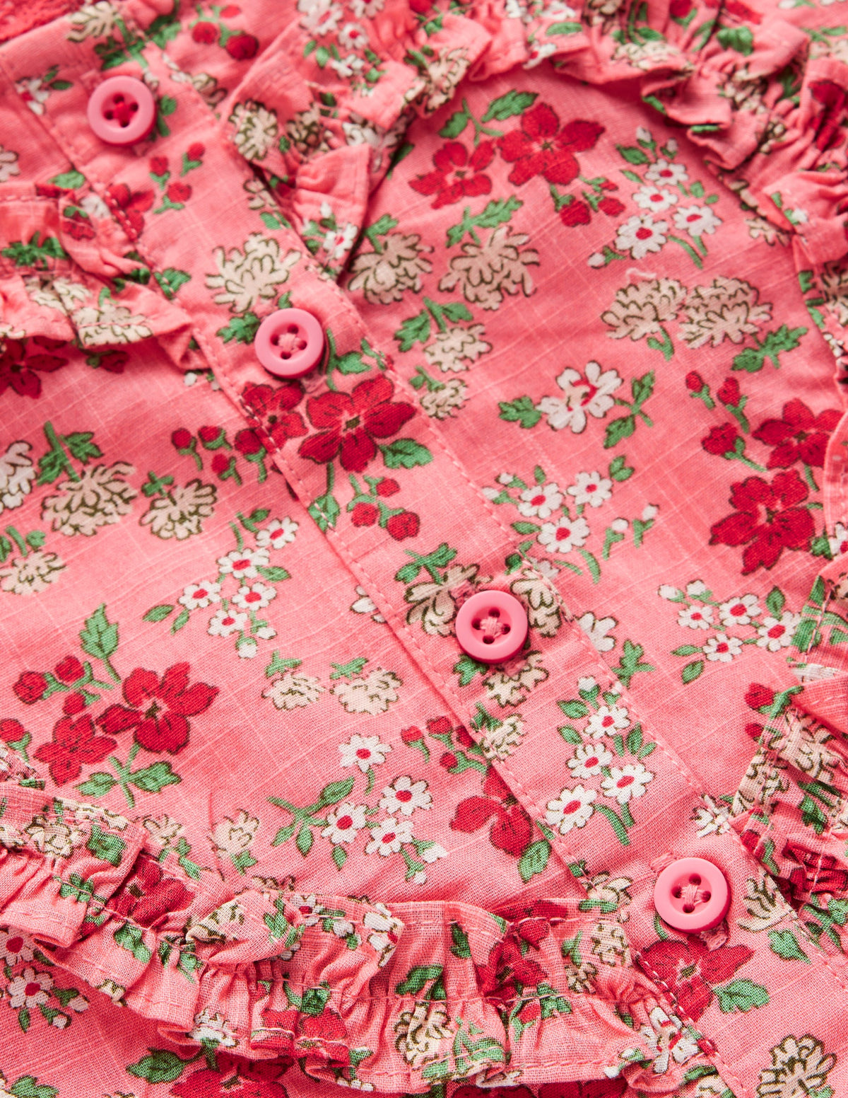 Hübsches Hemdblusenkleid mit Verzierungen-Lachsrosa Wiese Blumenmuster - Image 4