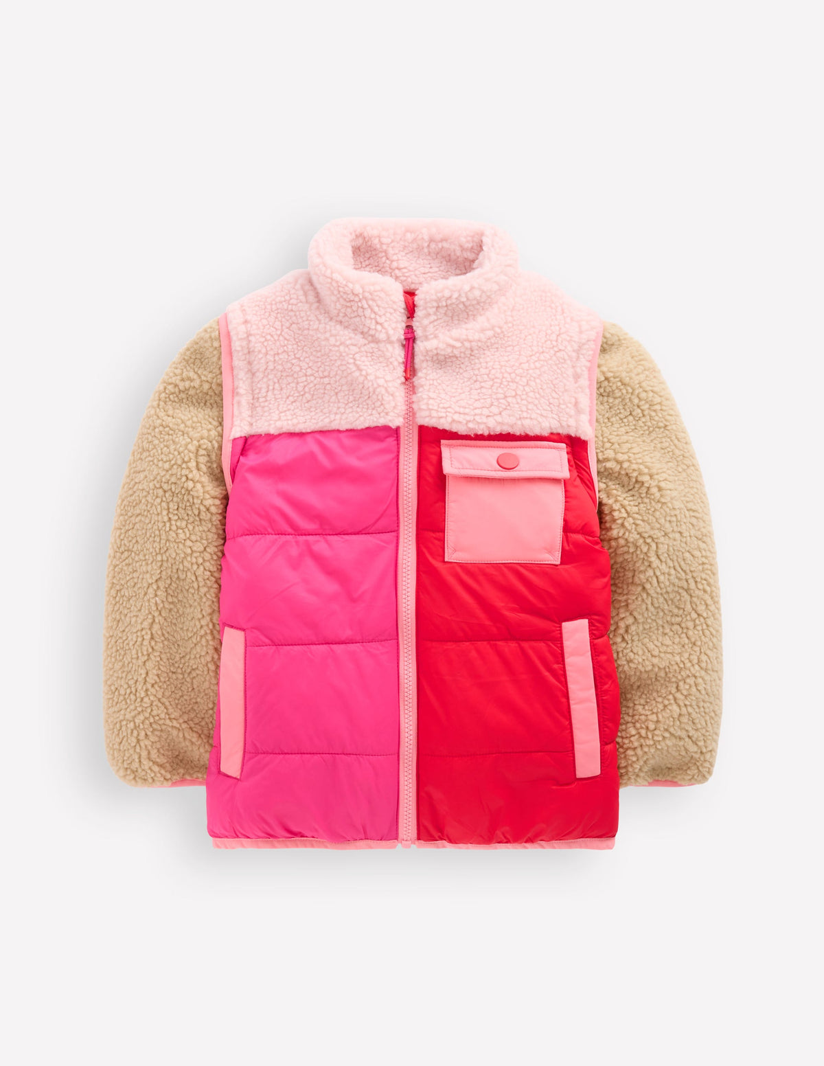 2-in-1 Borg Mix Jacket-Pink Borg Colourblock - Image 2