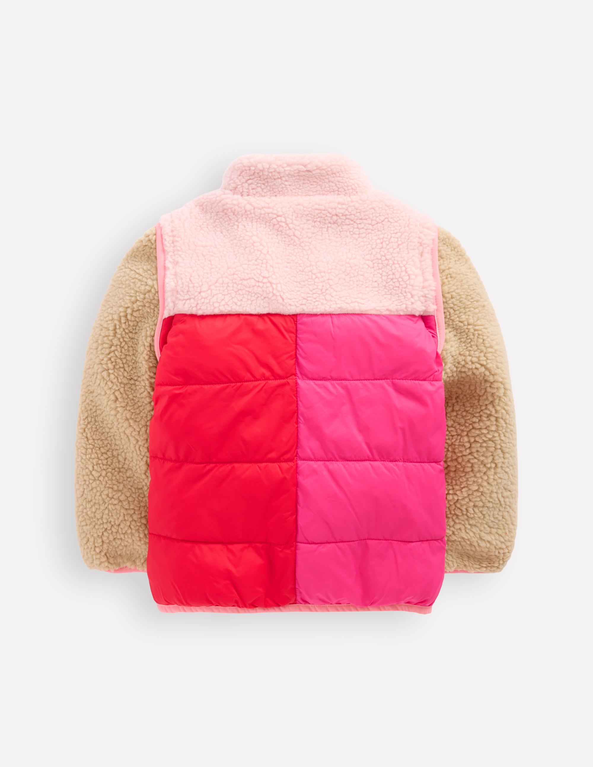 2-in-1 Borg Mix Jacket-Pink Borg Colourblock - Image 3
