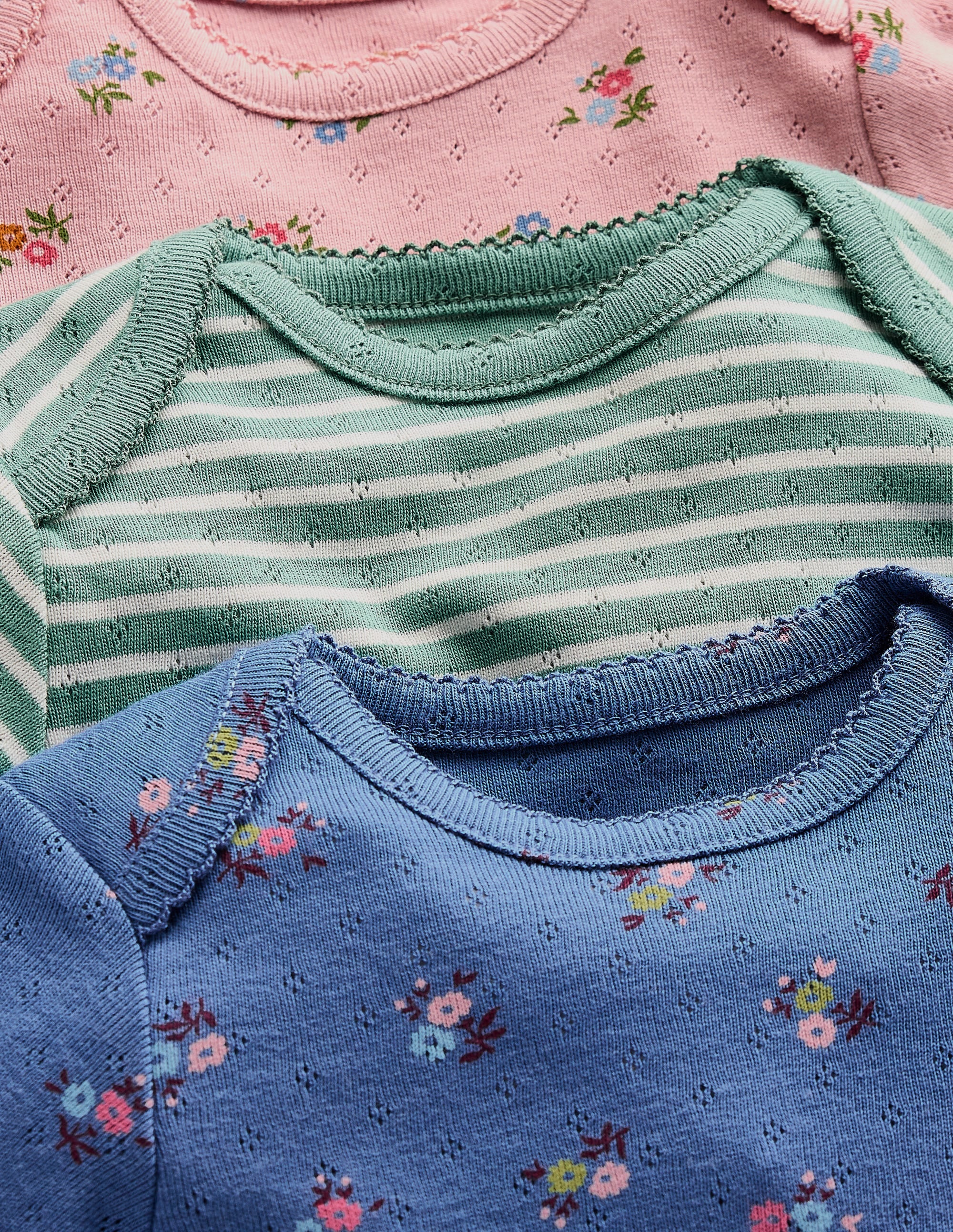 3-pack Pointelle Bodies-Pink/Blue Ditsy Floral - Image 3