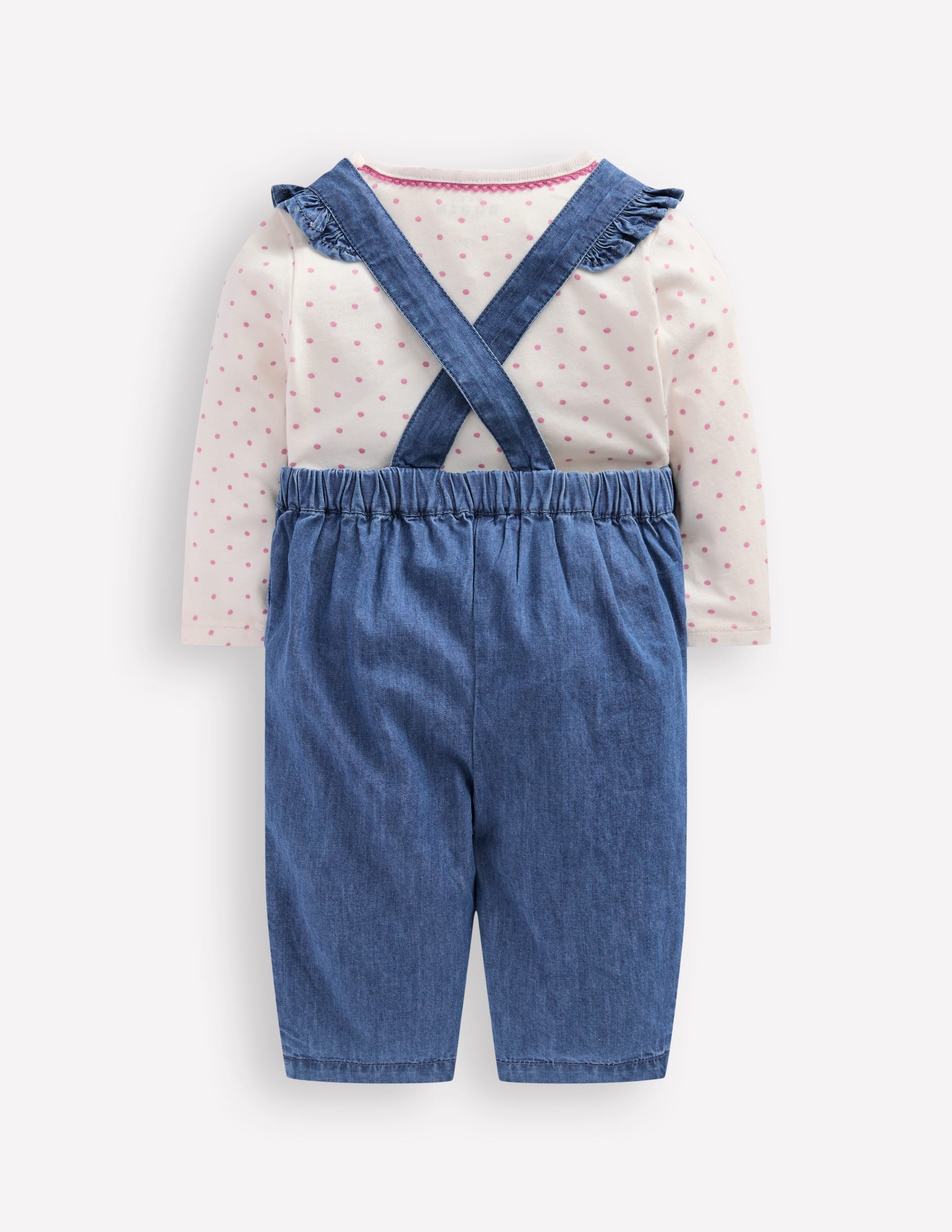 Gewebtes Latzhosen-Set-Blau Chambray Stickerei - Image 2