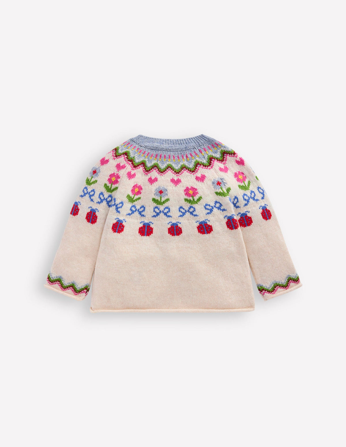 Edie Fair Isle Cardigan-Ecru Marl Flowers-2