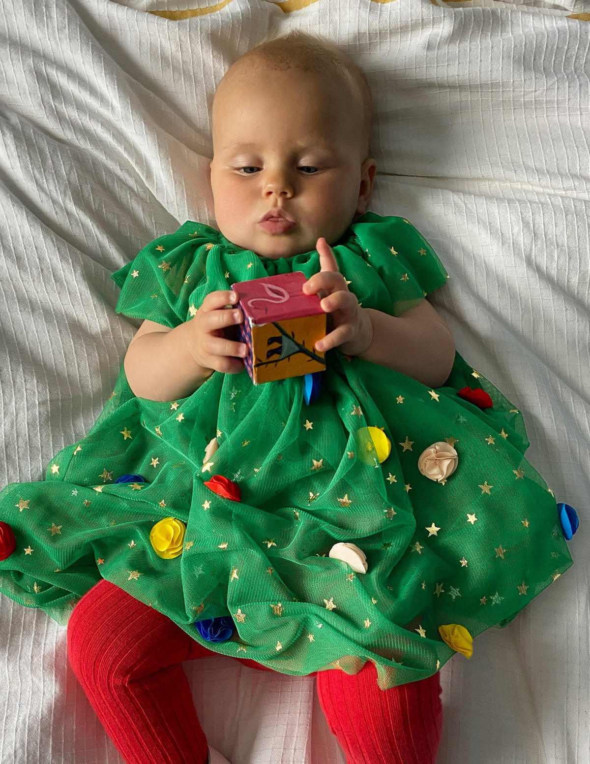 Robe avec superposition en tulle-Sapin de Noël vert - Image 4