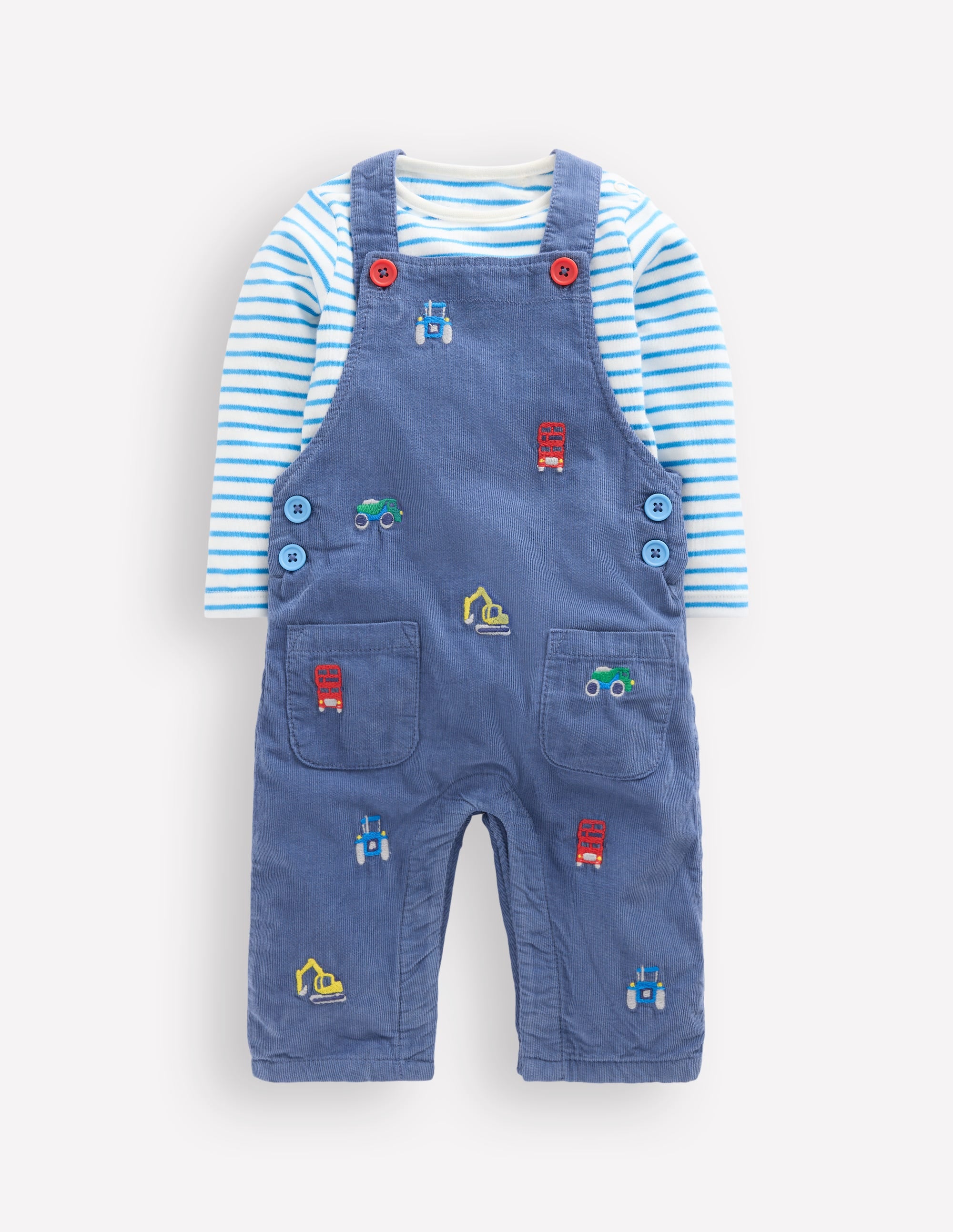 Novelty Cord Dungarees Set-Blue Transport - Image 1