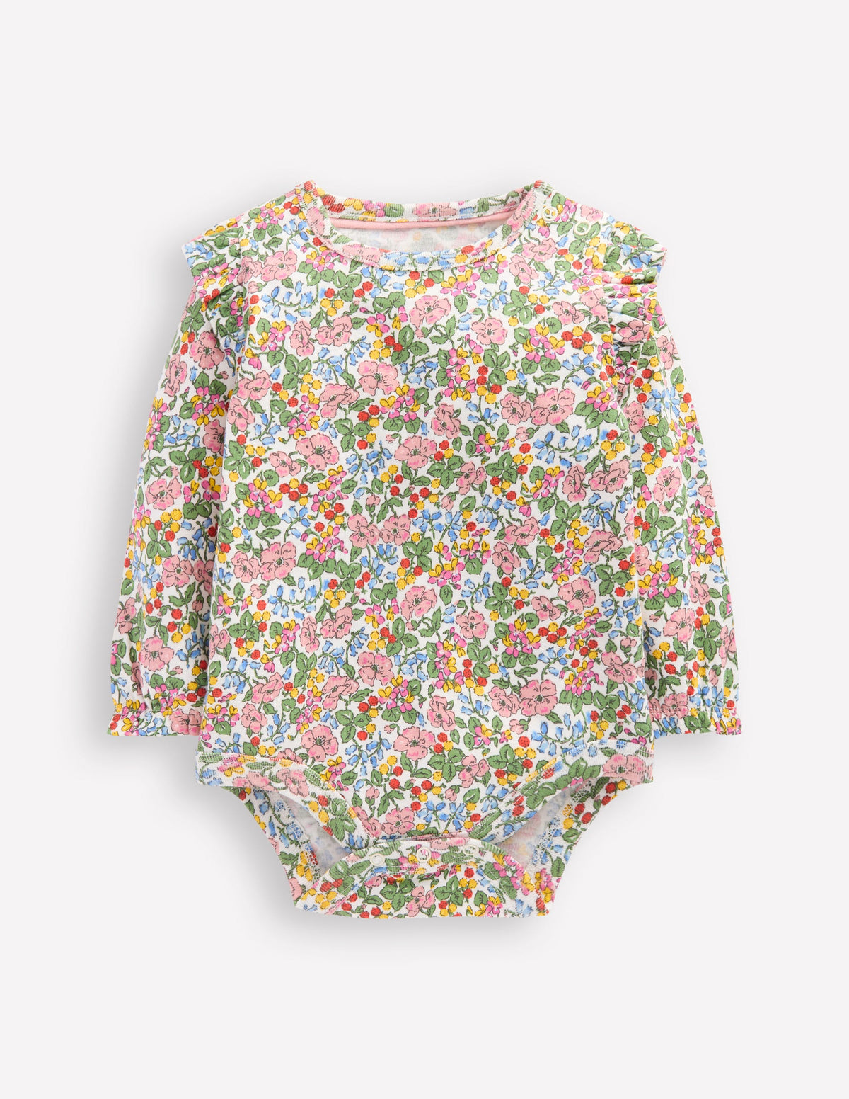 Body mit Rüschen an den Schultern-Weiches Naturweiß Beere Blumenmuster - Image 1