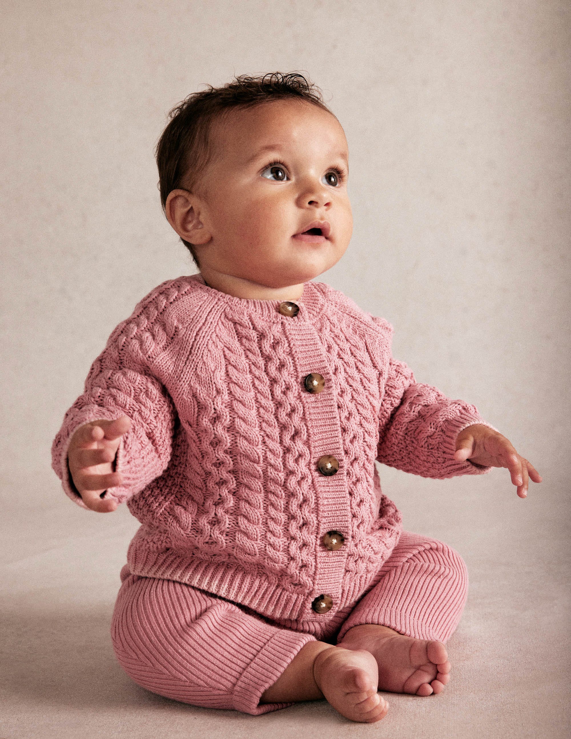 Strickspielset mit Zopfmuster-Vintage-Rosa - Image 4