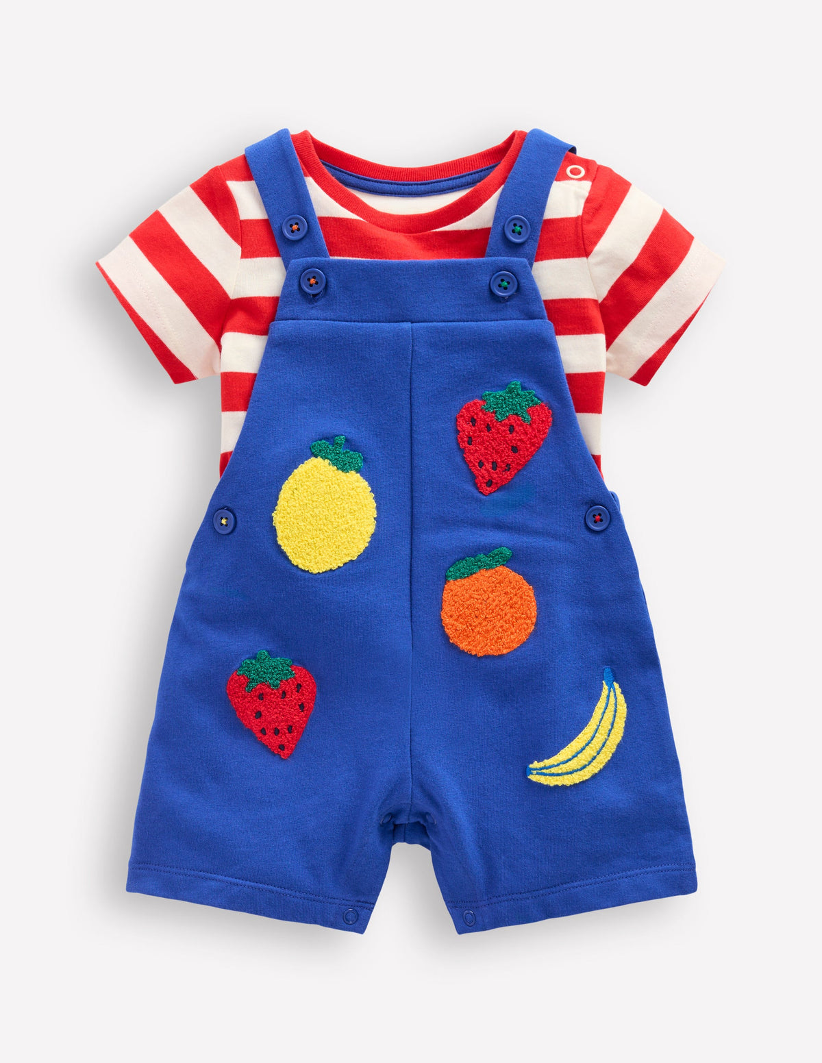 Latzhosen-Set aus Bouclé-Jersey-Marineblau Frucht - Image 4