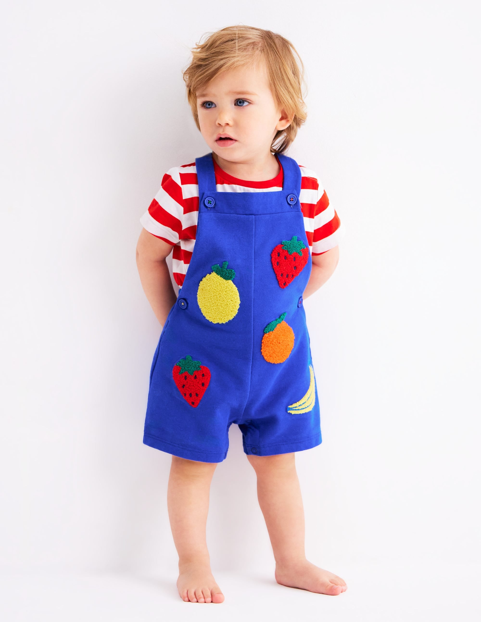 Latzhosen-Set aus Bouclé-Jersey-Marineblau Frucht - Image 1