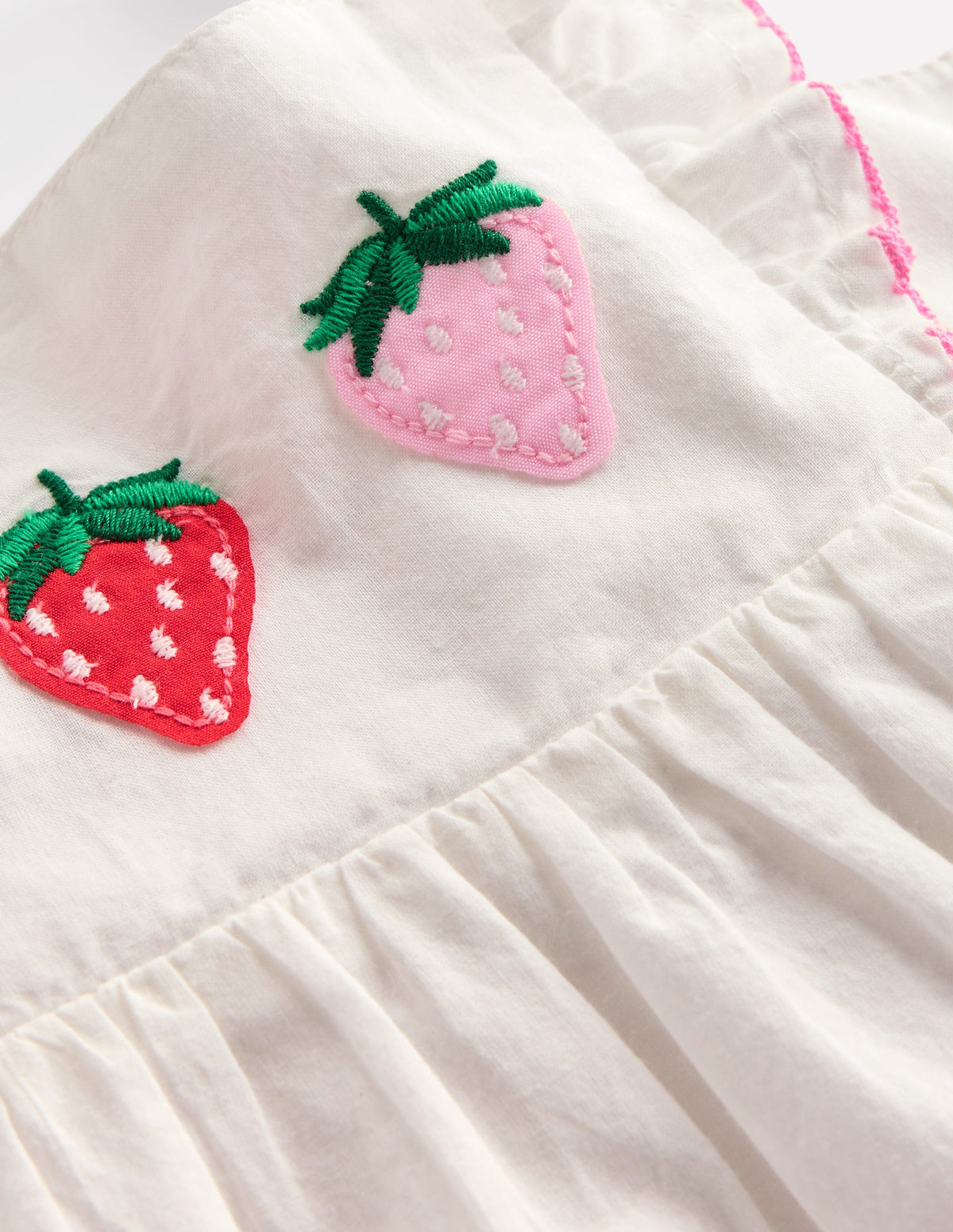 Appliqué Ruffle Dress-Soft Ivory Fruit - Image 6