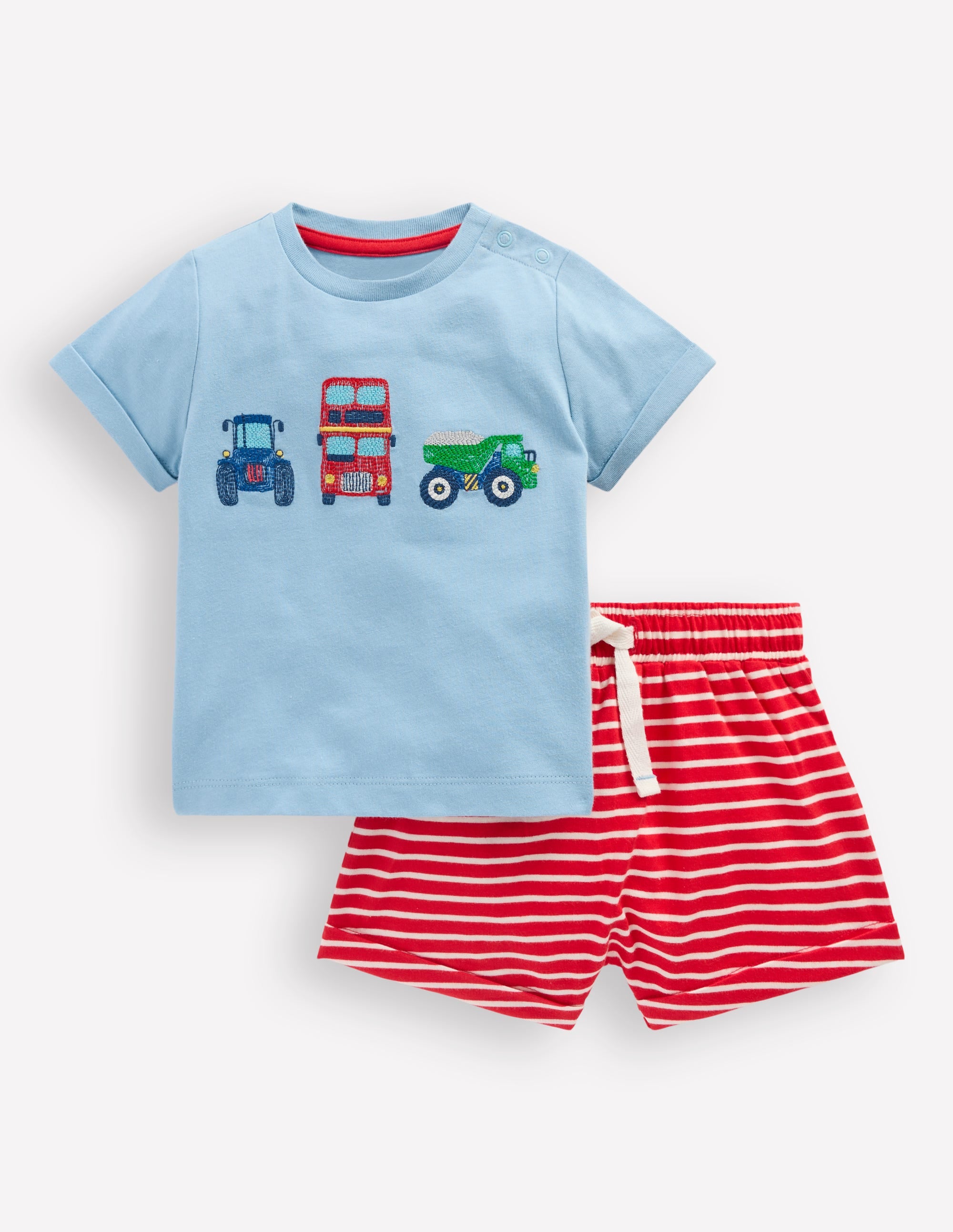 Ensemble en jersey à super surpiqûres avec short-Ensemble transport bleu - Image 1