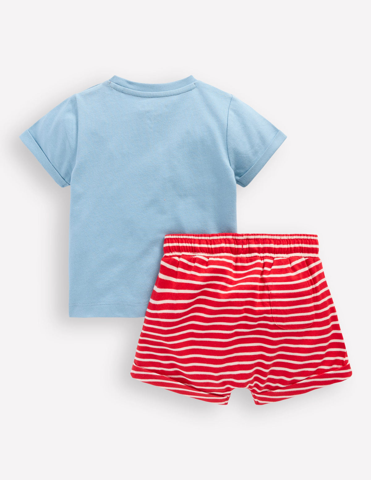 Ensemble en jersey à super surpiqûres avec short-Ensemble transport bleu-2