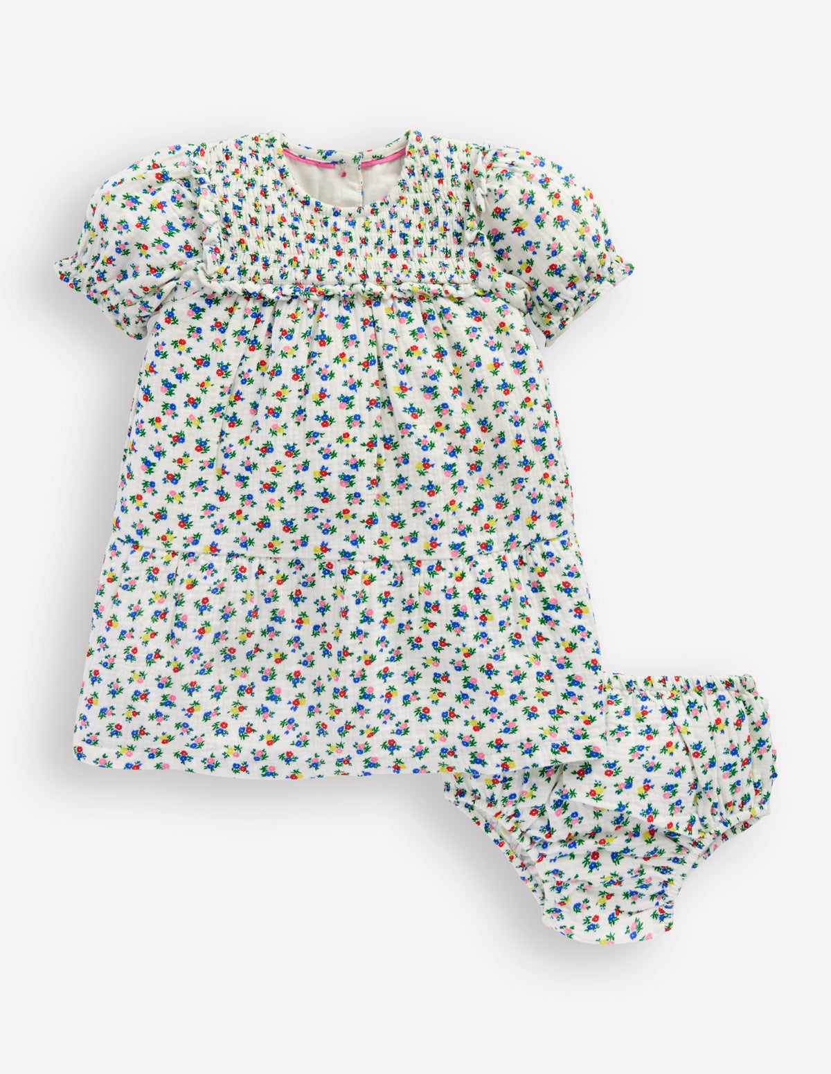 Robe double-étoffe-Motif petites fleurs ivoire doux - Image 1