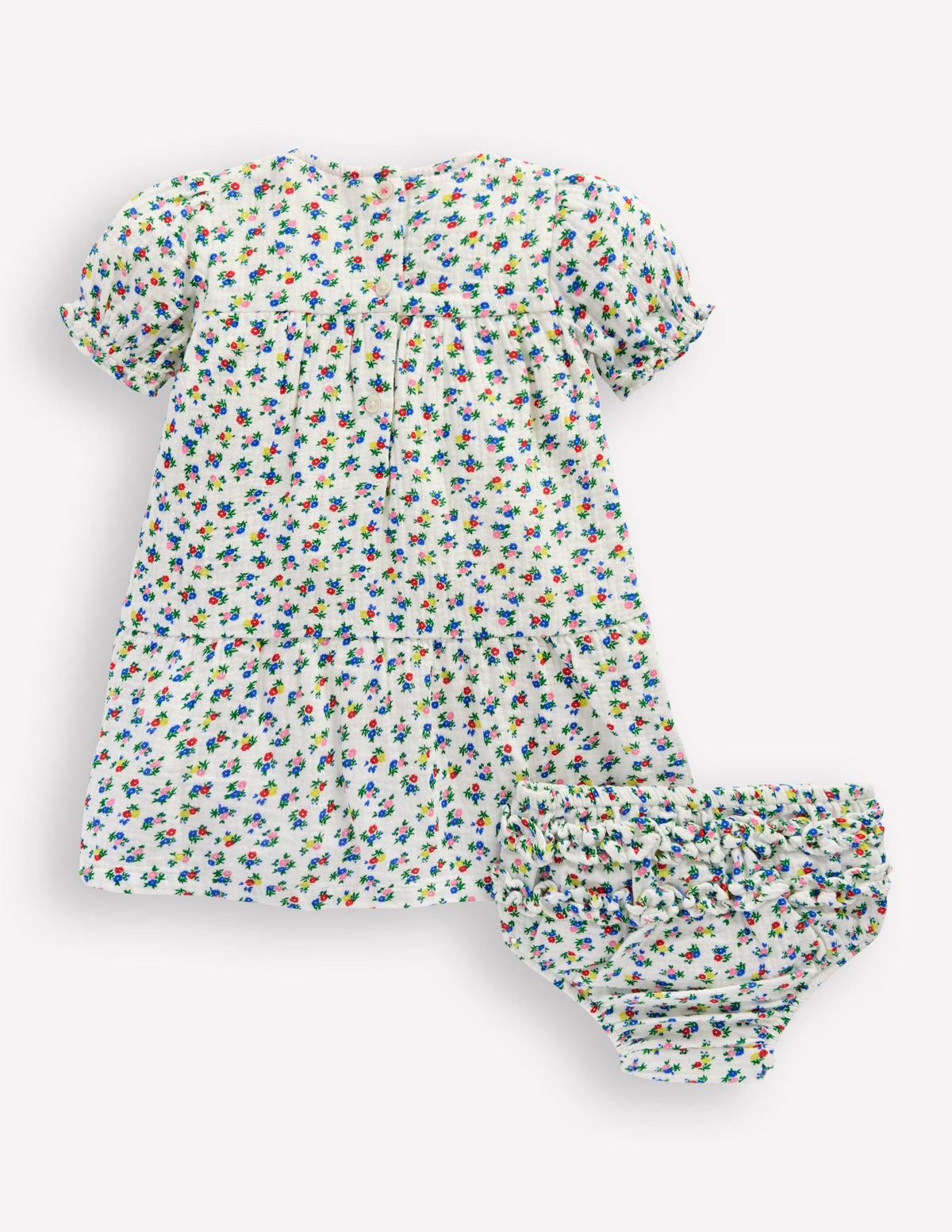 Robe double-étoffe-Motif petites fleurs ivoire doux-2
