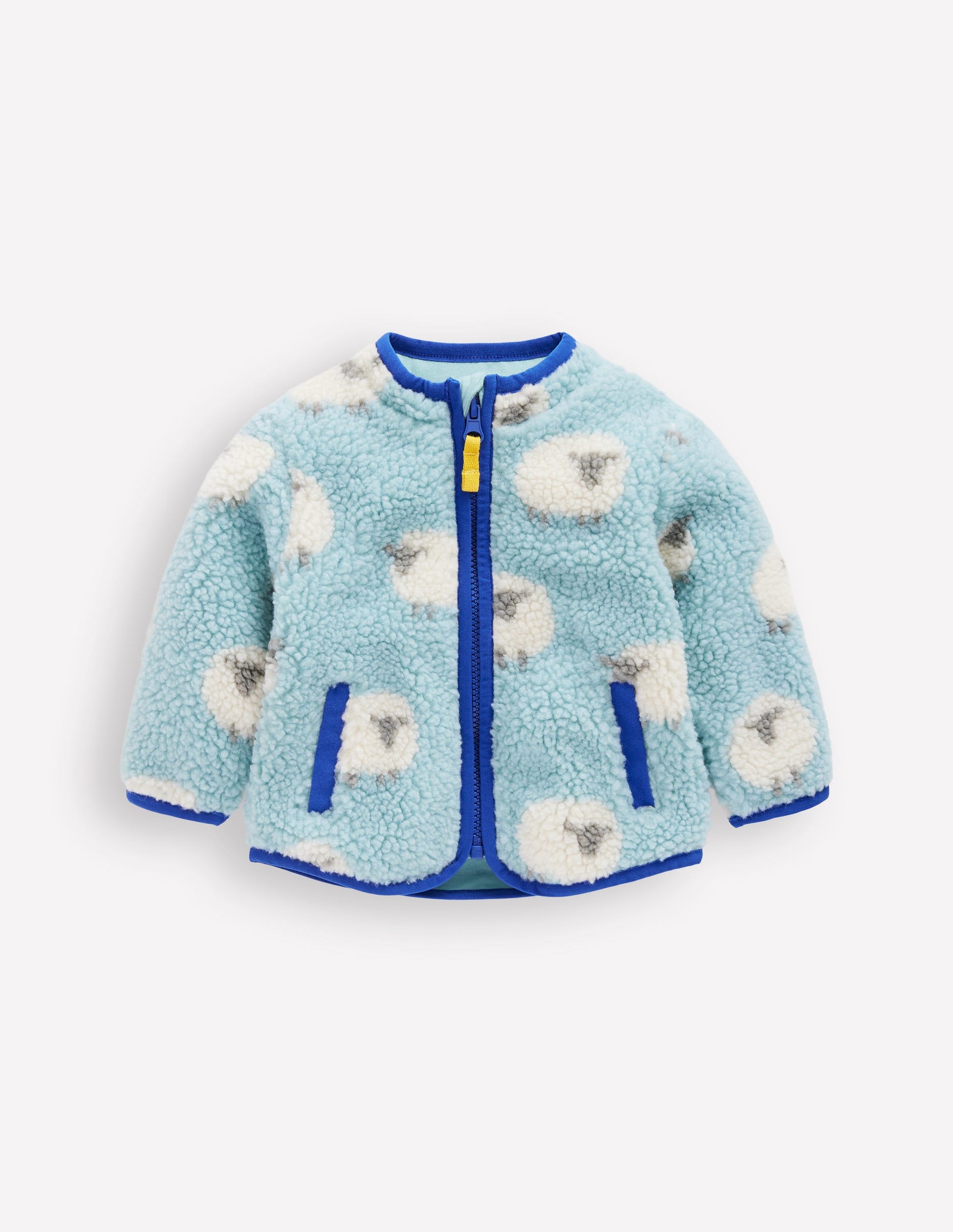 Kuschelige Teddyfell-Jacke-Vintage Blau Schaf-1
